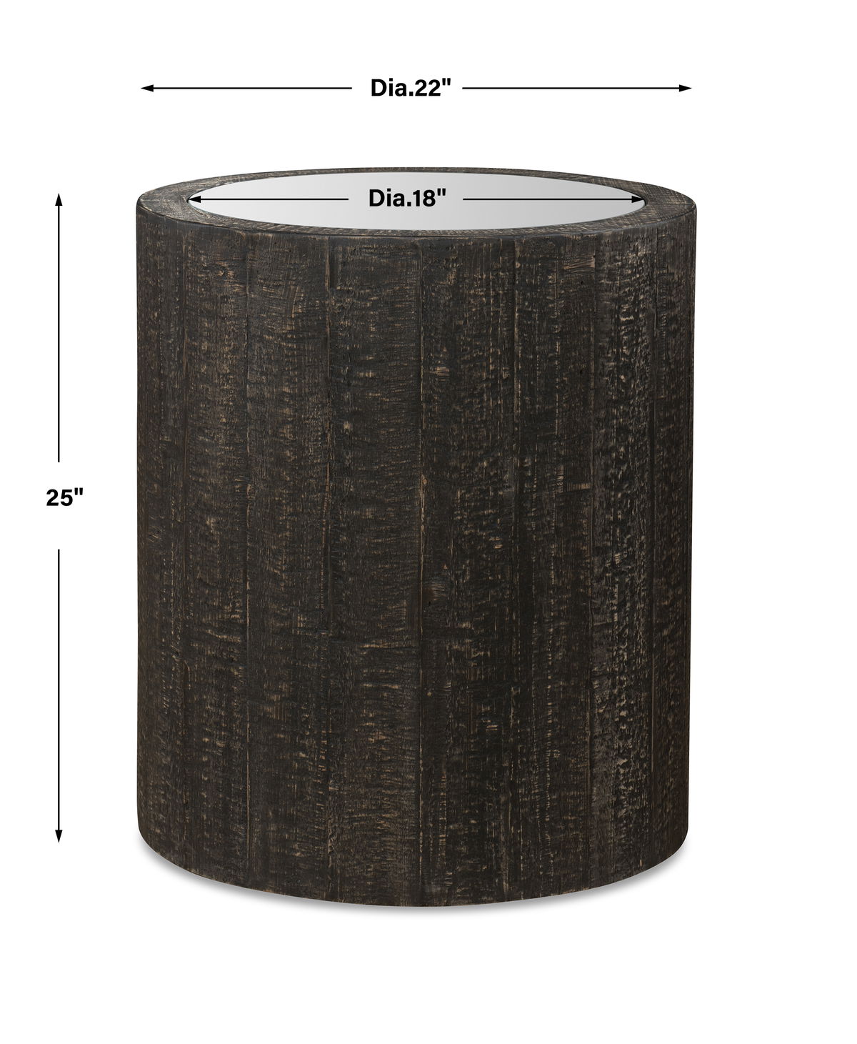 Sequoia Mirrored Drum Table, Side & End Table by Uttermost, 22" width x 25" height x 22" depth View 3