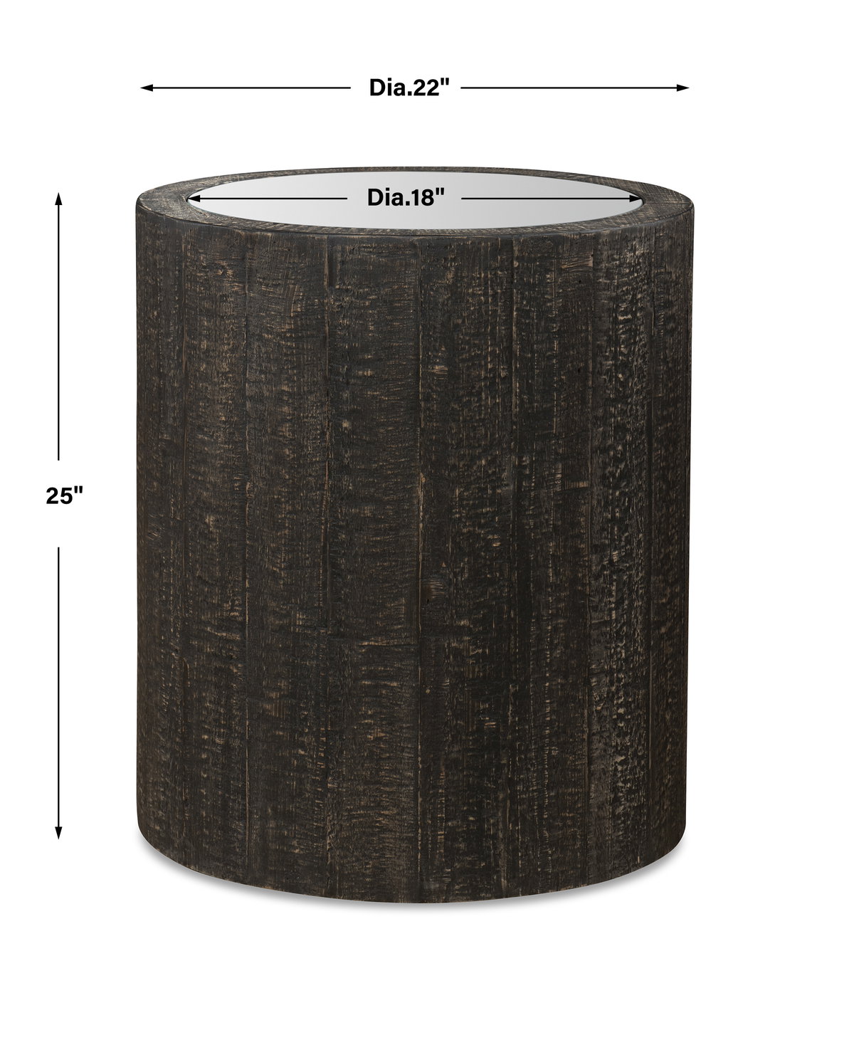 Sequoia Mirrored Drum Table, Side & End Table by Uttermost, 22" width x 25" height x 22" depth View 3