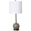 Brant I 25' Brown Resin Base White Shade Table Lamp, by Mercana, 6.25" length x 6.25" width x 25" height thumbnail 1