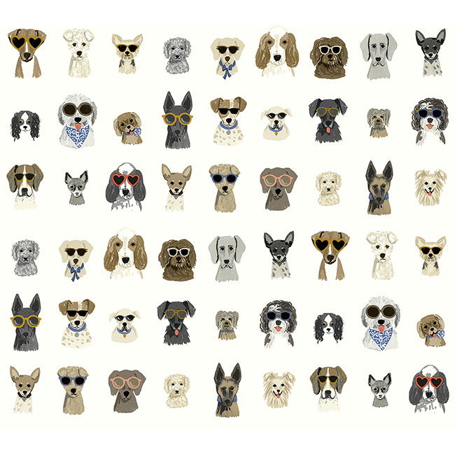 Dog Days Multi White Peel & Stick Wallpaper large image 
