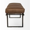 Jessie 55L x 16W Brown Leather Seat with Black Metal Base Accent Bench, Benche by Mercana, 55" length x 16" width x 20" height thumbnail 5