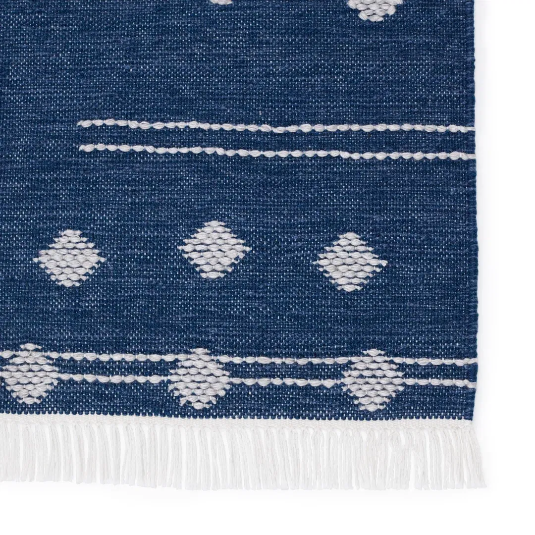 Calli Indoor/ Outdoor Geometric Blue/ White Area Rug large image 