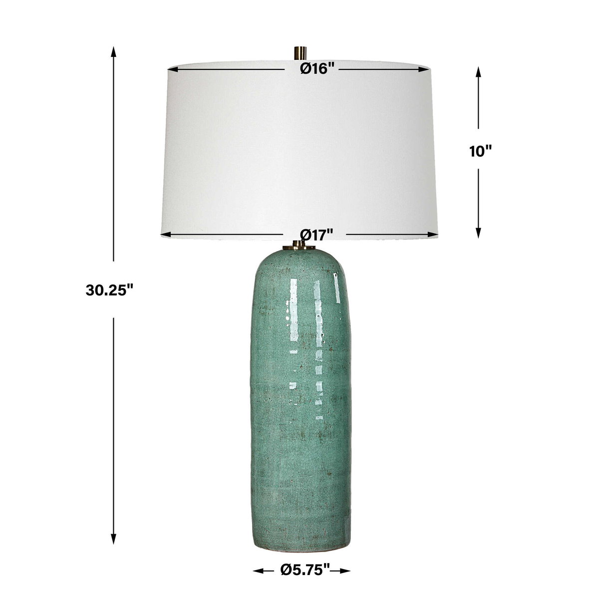 Andale Crackled Teal Table Lamp, by Uttermost, 17" width x 30.25" height x 17" depth View 3