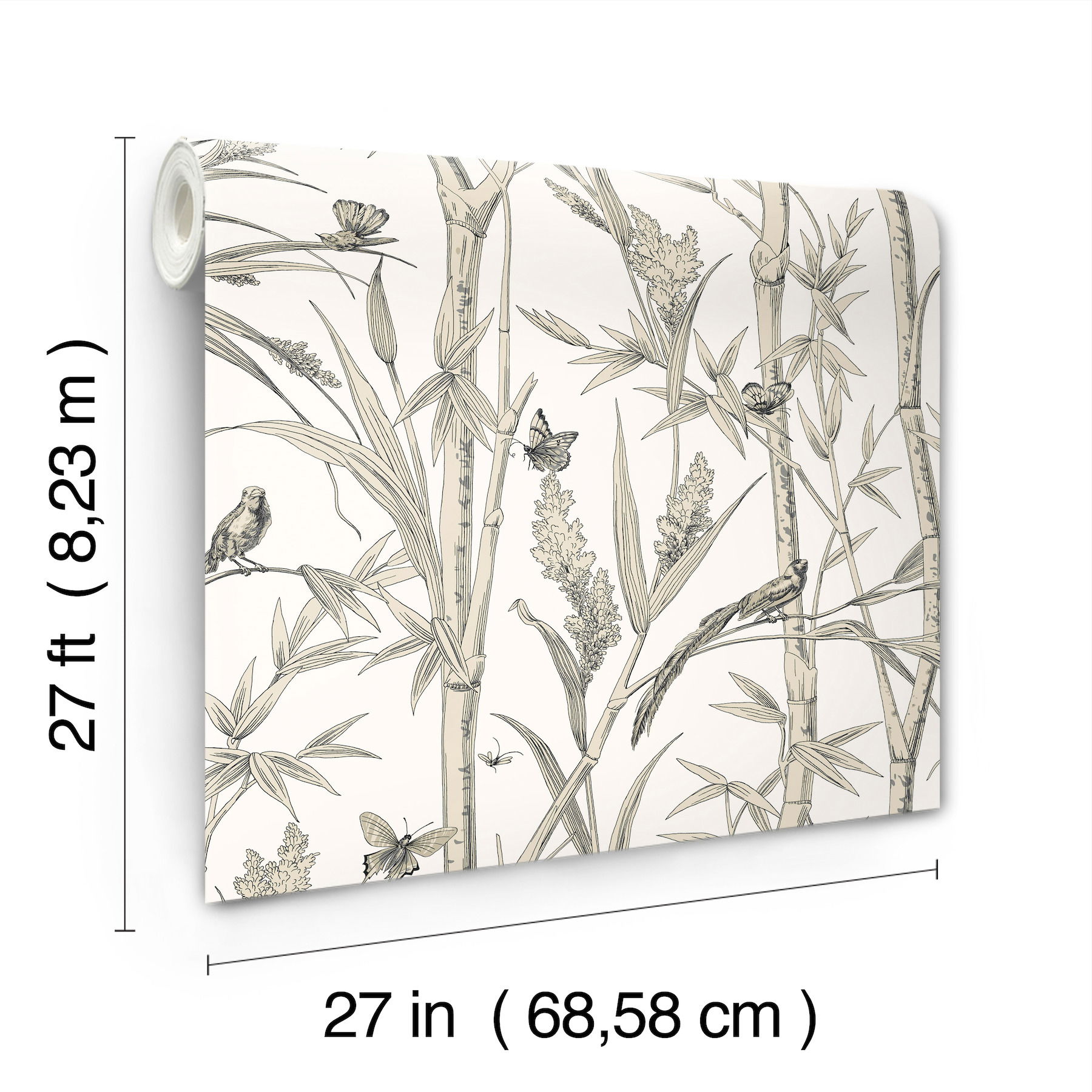Bambou Toile White Wallpaper large image 