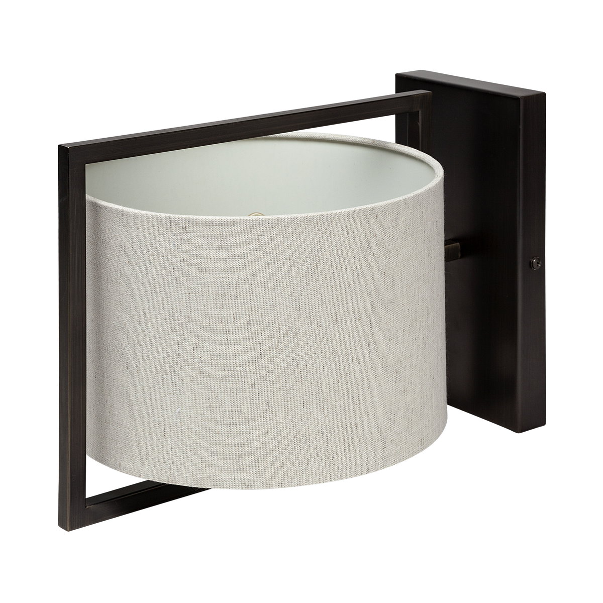 Smithe I 9x13 Black Toned Metal Cream Lampshade Wall Sconce, by Mercana, 9" length x 13" width x 9" height View 1
