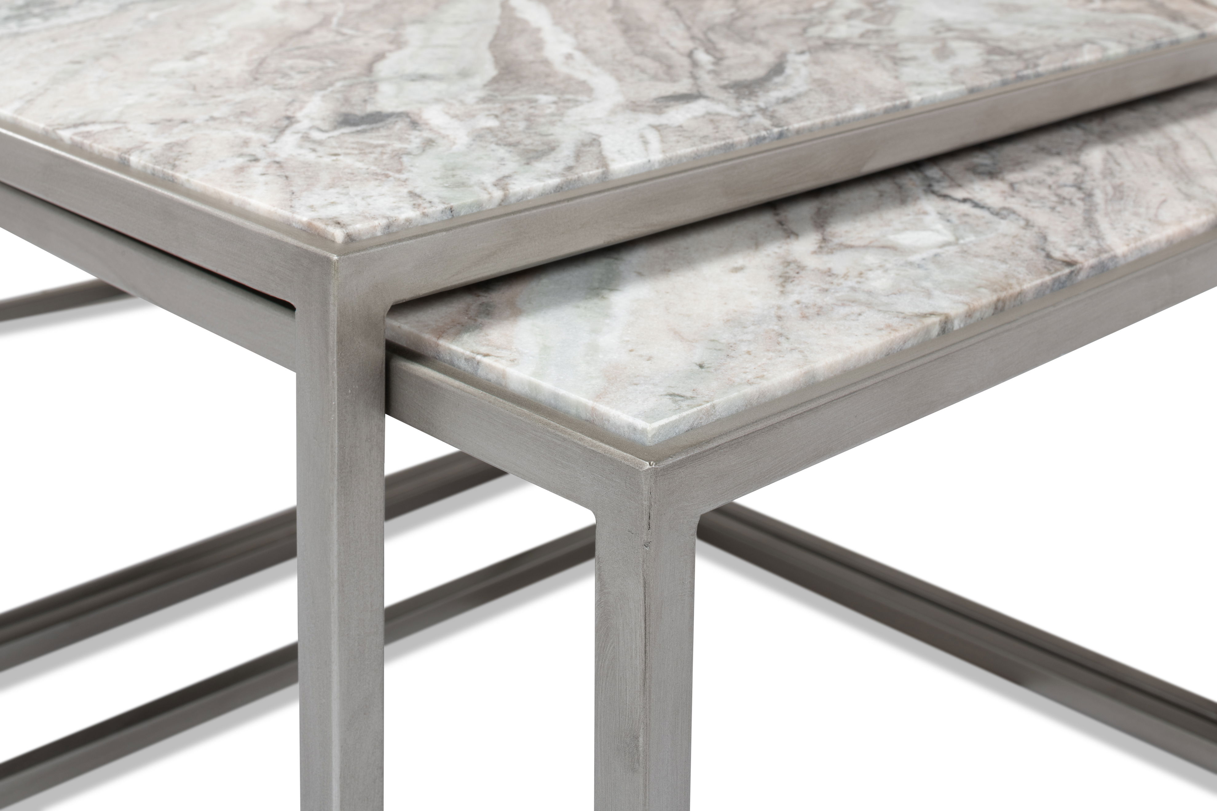 Set Of 3 Nesting Low Tables, Marble Tops large image 