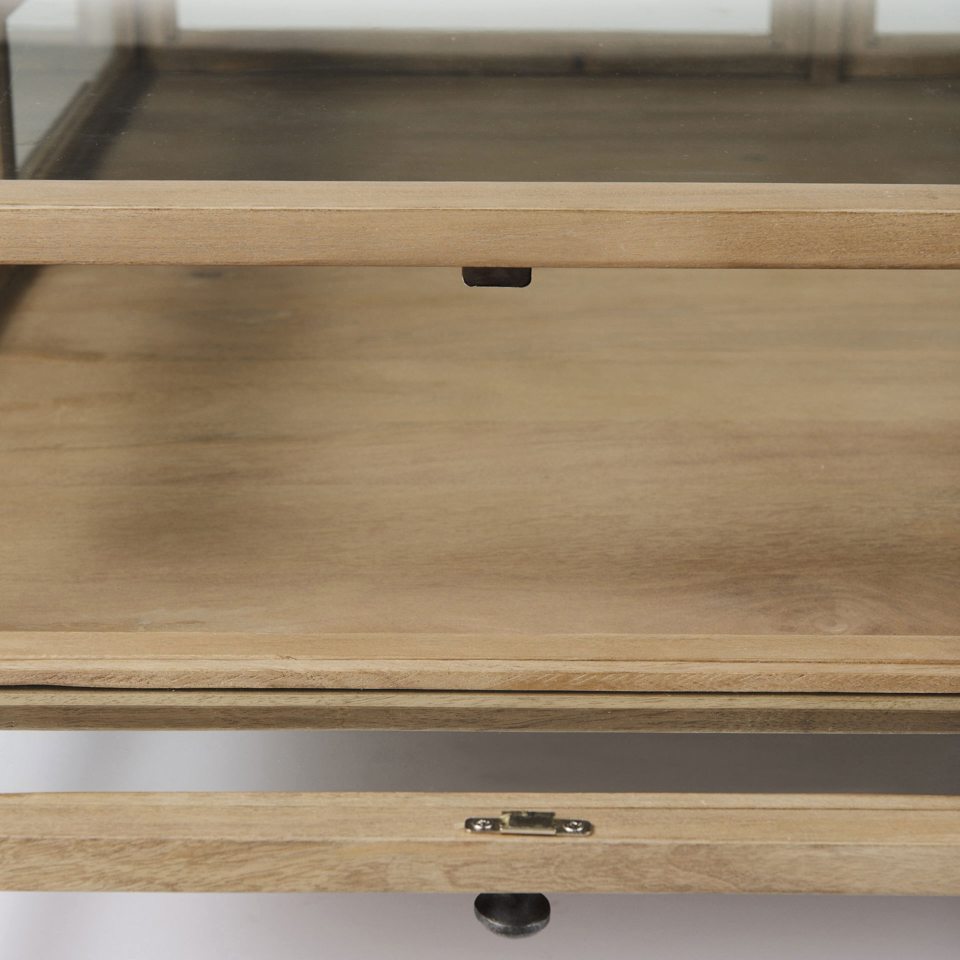 Arelius 42' Square Glass-Top Light Brown with Black Metal Base Display Coffee Table large image 