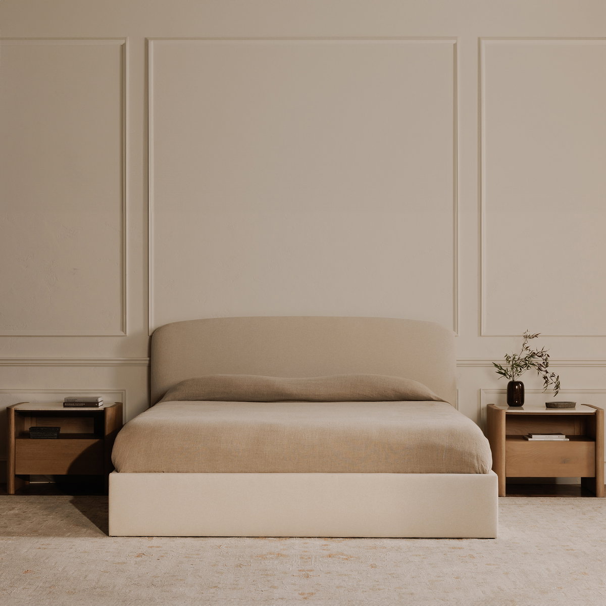 Joan Queen Storage Bed Cream, by Moe's Home, 5'6.25" width x 3'9" height x 7'2" depth View 15