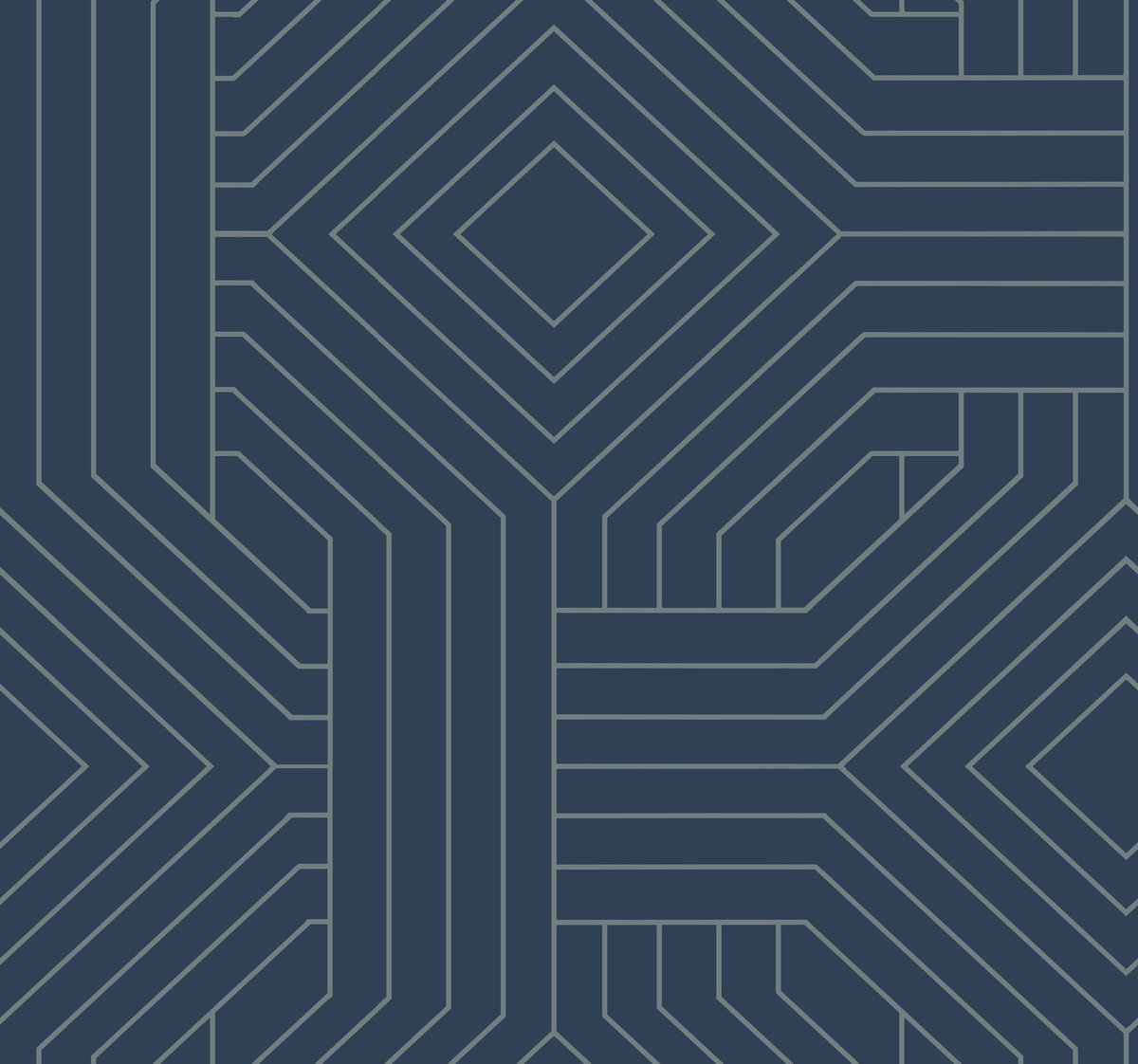 Diverging Diamonds Navy Wallpaper, by York Wall, 27' length x 2'3" width x 0.02" depth