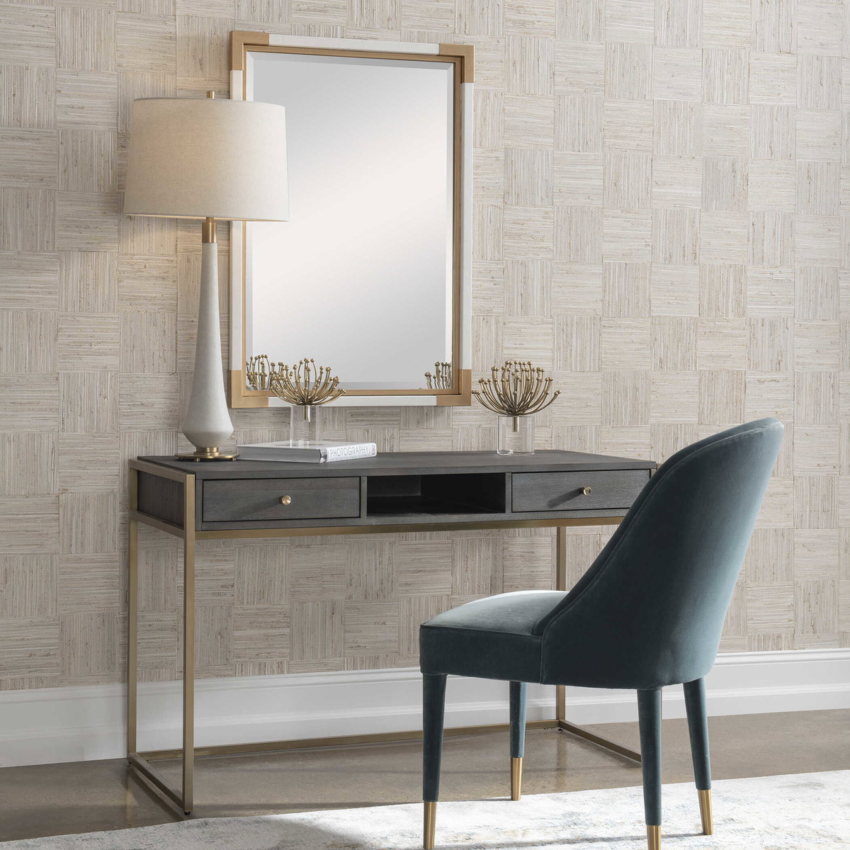 Taja Modern Writing Desk, by Uttermost, 48" width x 30" height x 22" depth View 4
