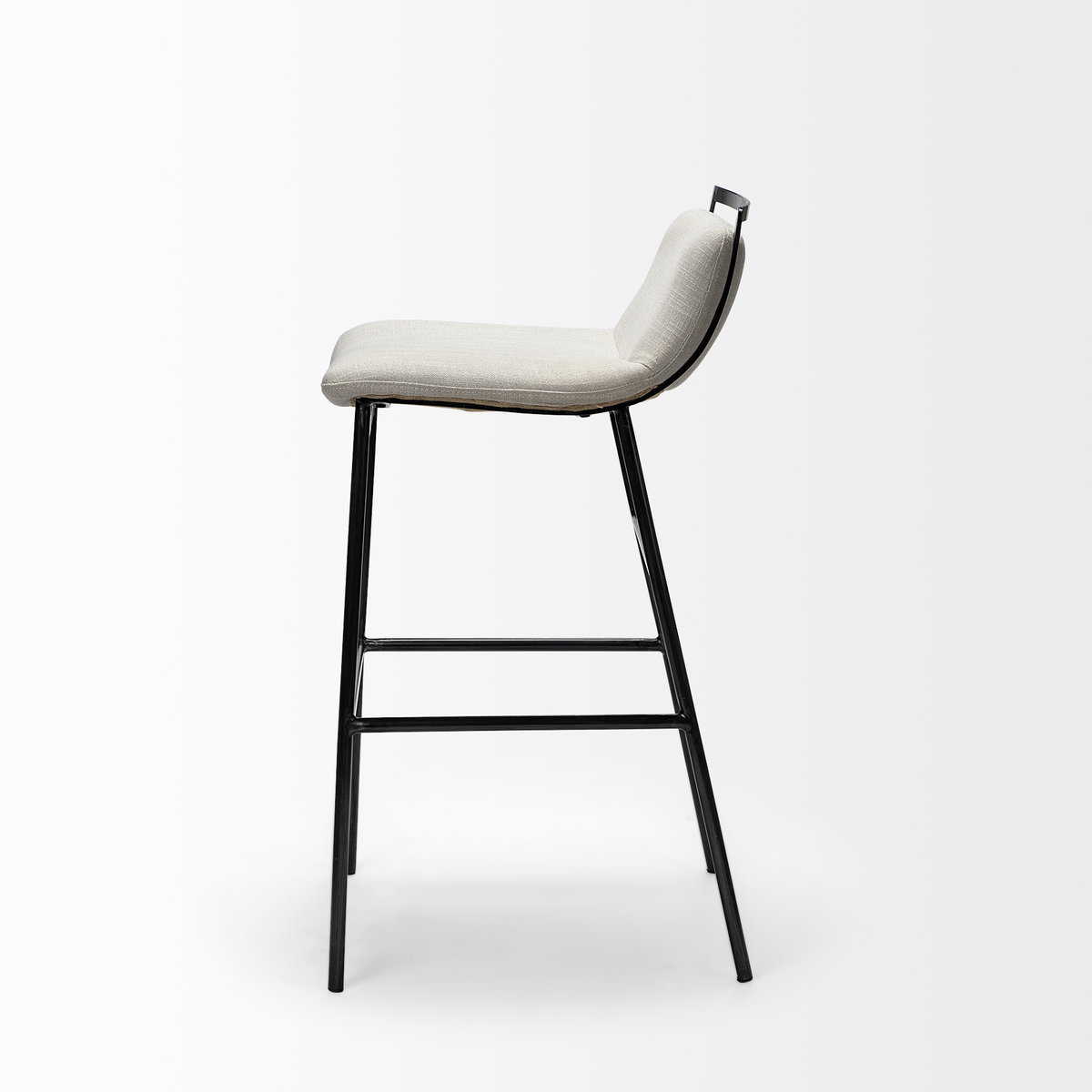 Kavalan Low Back 24.25in Seat Counter Stool | Beige Fabric with Metal, Counter & Bar Stool by Mercana, 17.72" length x 20.87" width x 33.46" height View 7