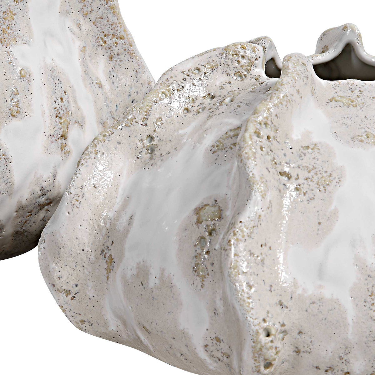 Urchin Textured Ivory Vases Set/2, by Uttermost, 7.5" width x 8.75" height x 7.5" depth View 3