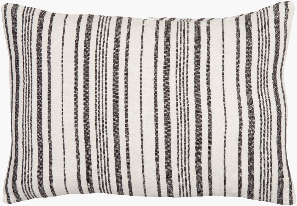 Linen Stripe Buttoned Lumbar Pillow, Decorative Pillow by Surya, 13" length x 20" width
