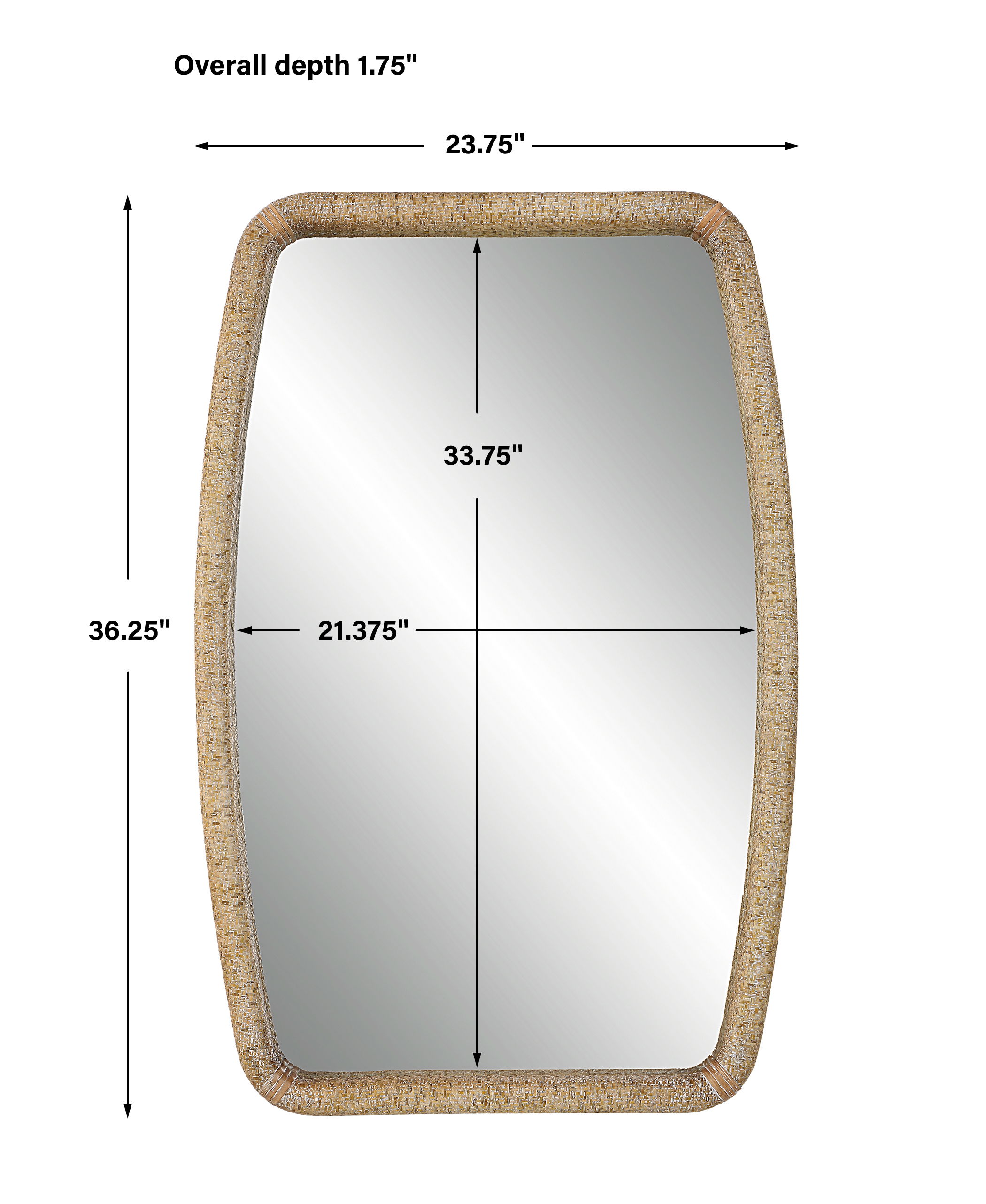 Tiki Rattan Mirror, by Uttermost, 23.75" width x 36.25" height x 1.75" depth View 3