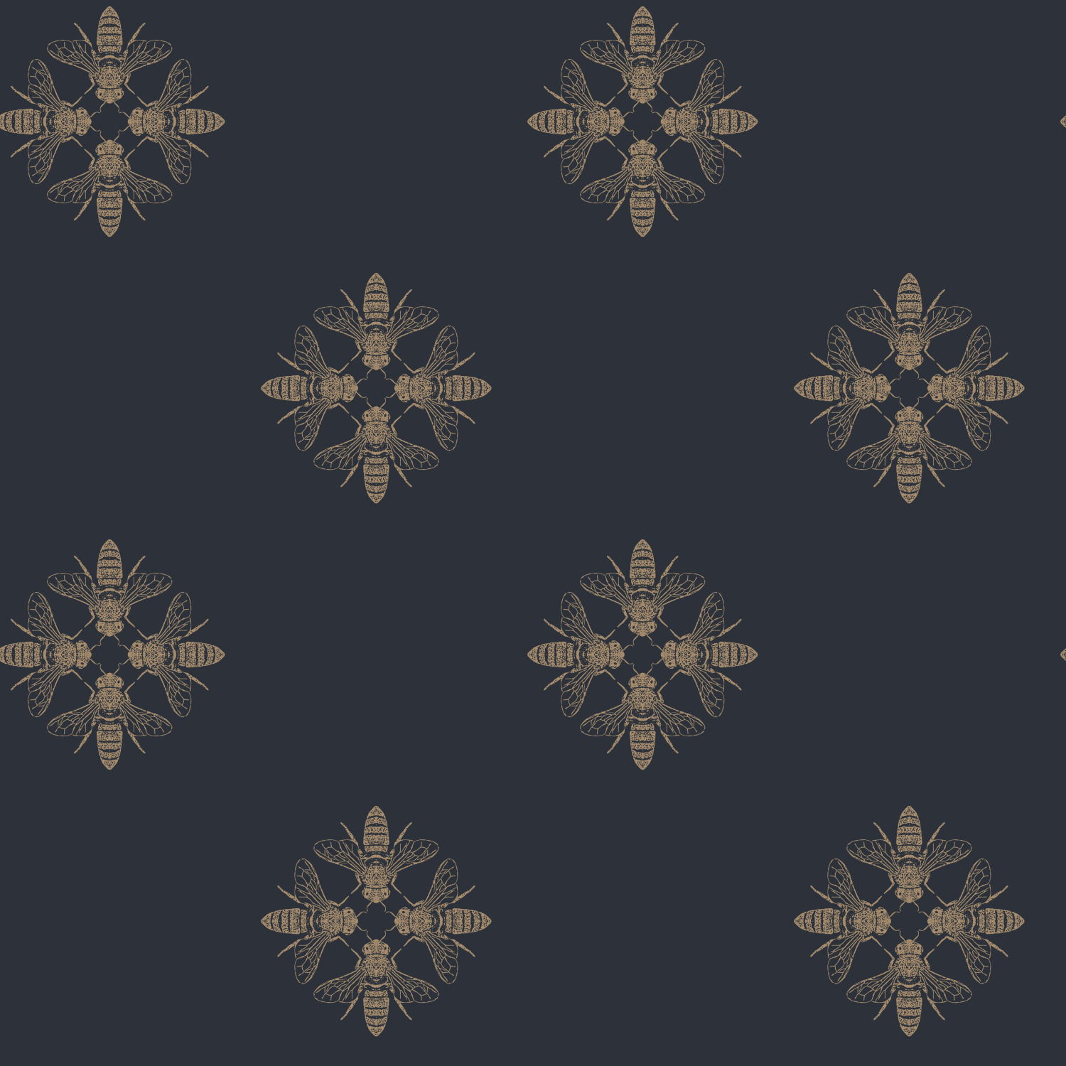 Honey Bee Gold & Navy Wallpaper large image 