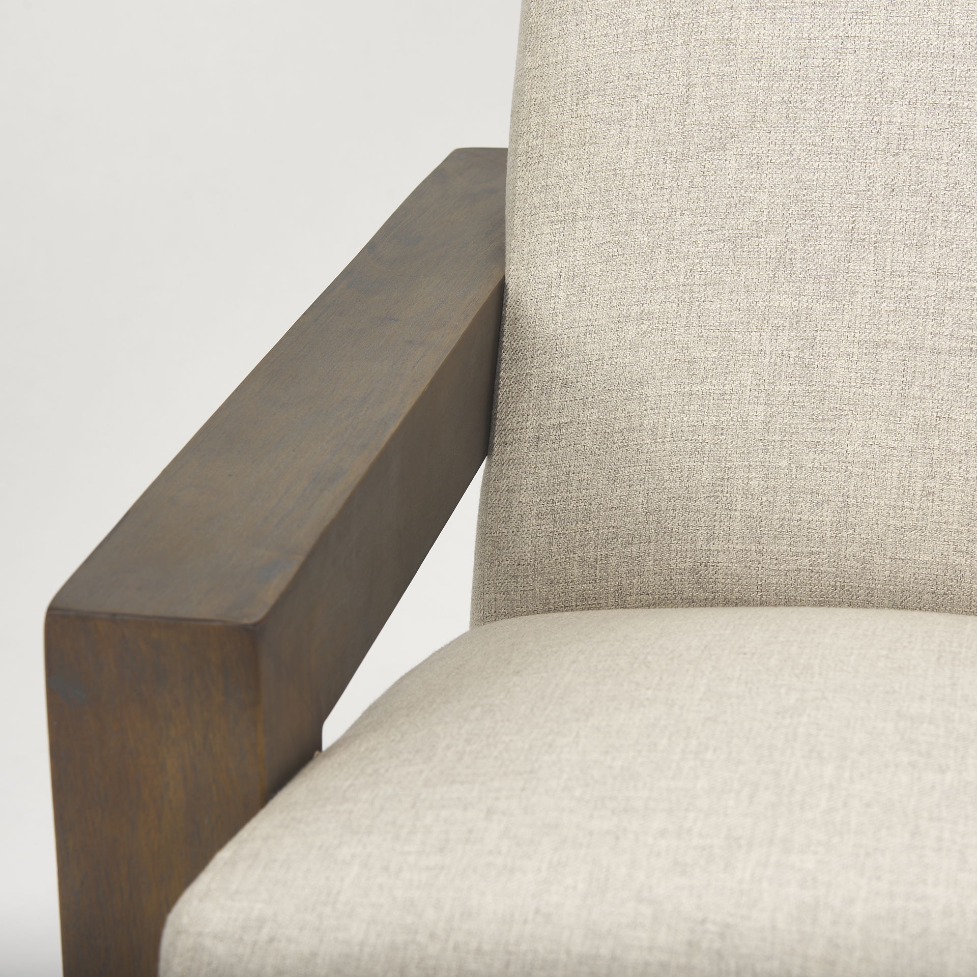 Sovereign Oatmeal Fabric Upholstered with Solid Wood Frame Accent Chair, by Mercana, 28.25" length x 34.75" width x 29.5" height View 9