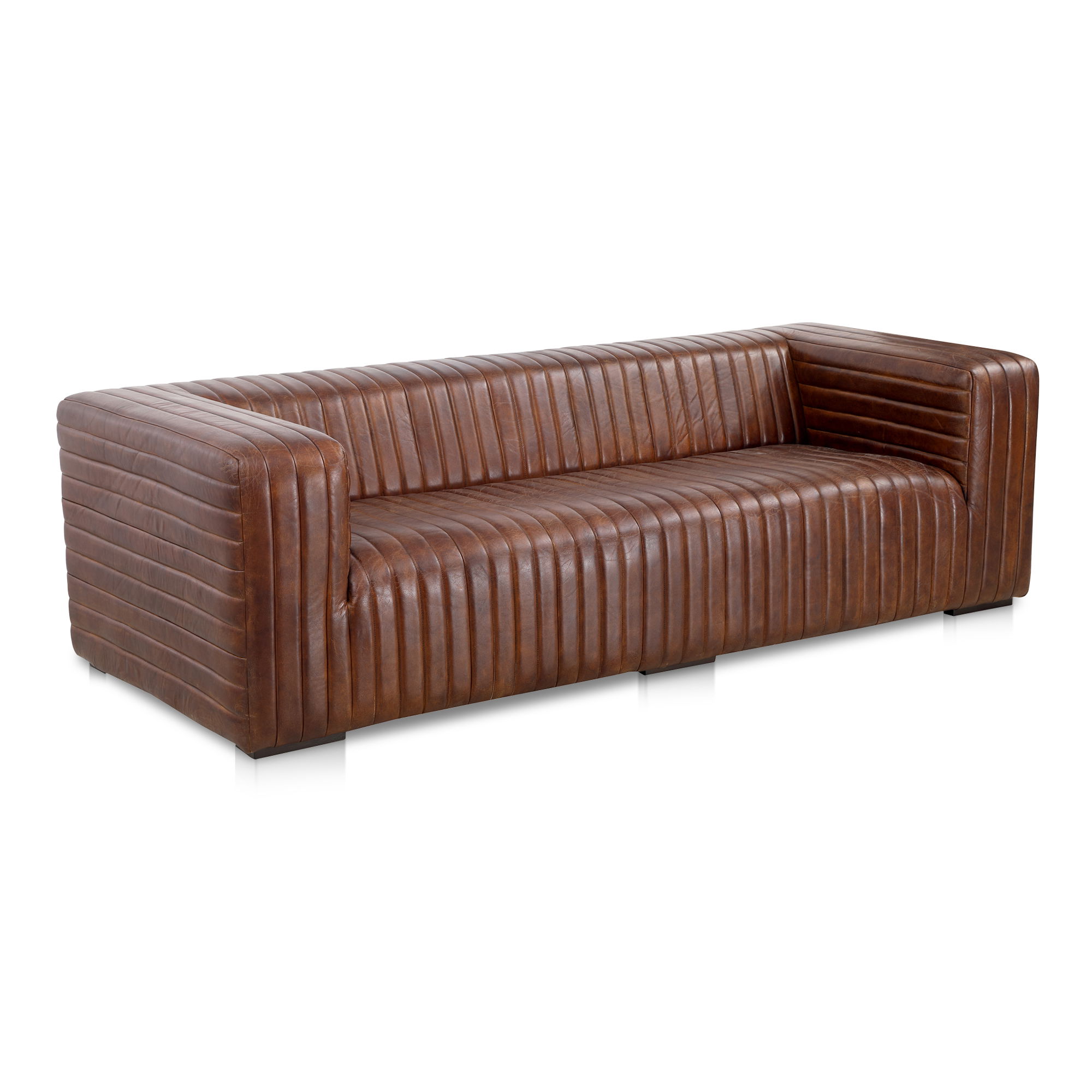 Castle Sofa Dark Brown, Sofas & Sectional by Moe's Home, 95" width x 27.5" height x 39" depth View 2