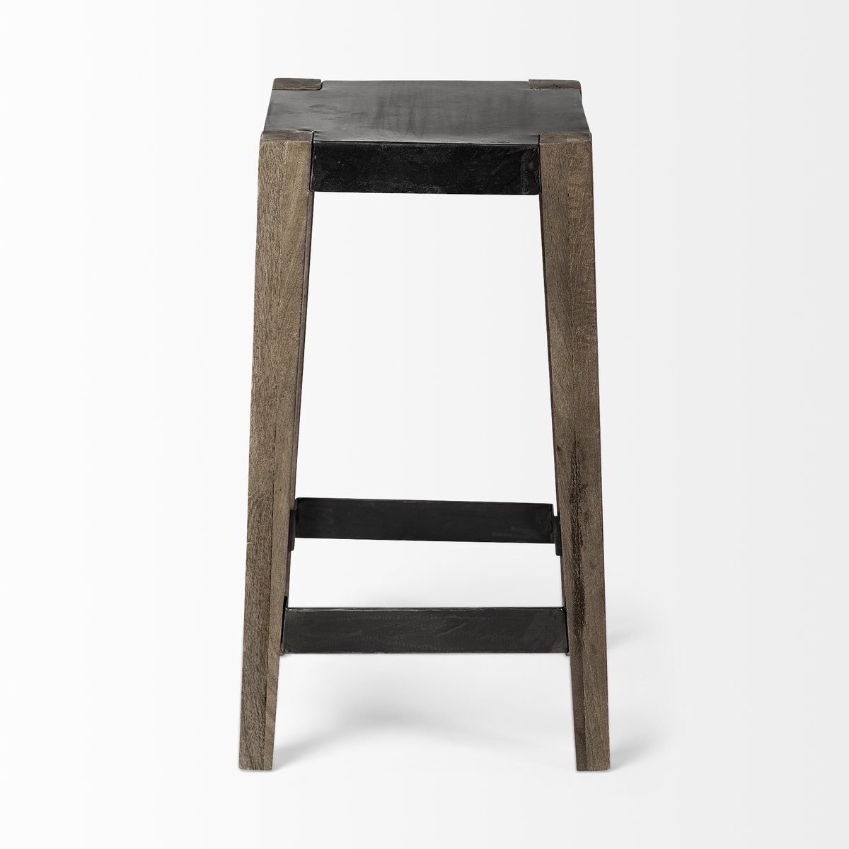 Nell Backless 26in Seat Counter Stool | Black Metal with Wood, Counter & Bar Stool by Mercana, 15" length x 15" width x 26" height View 5