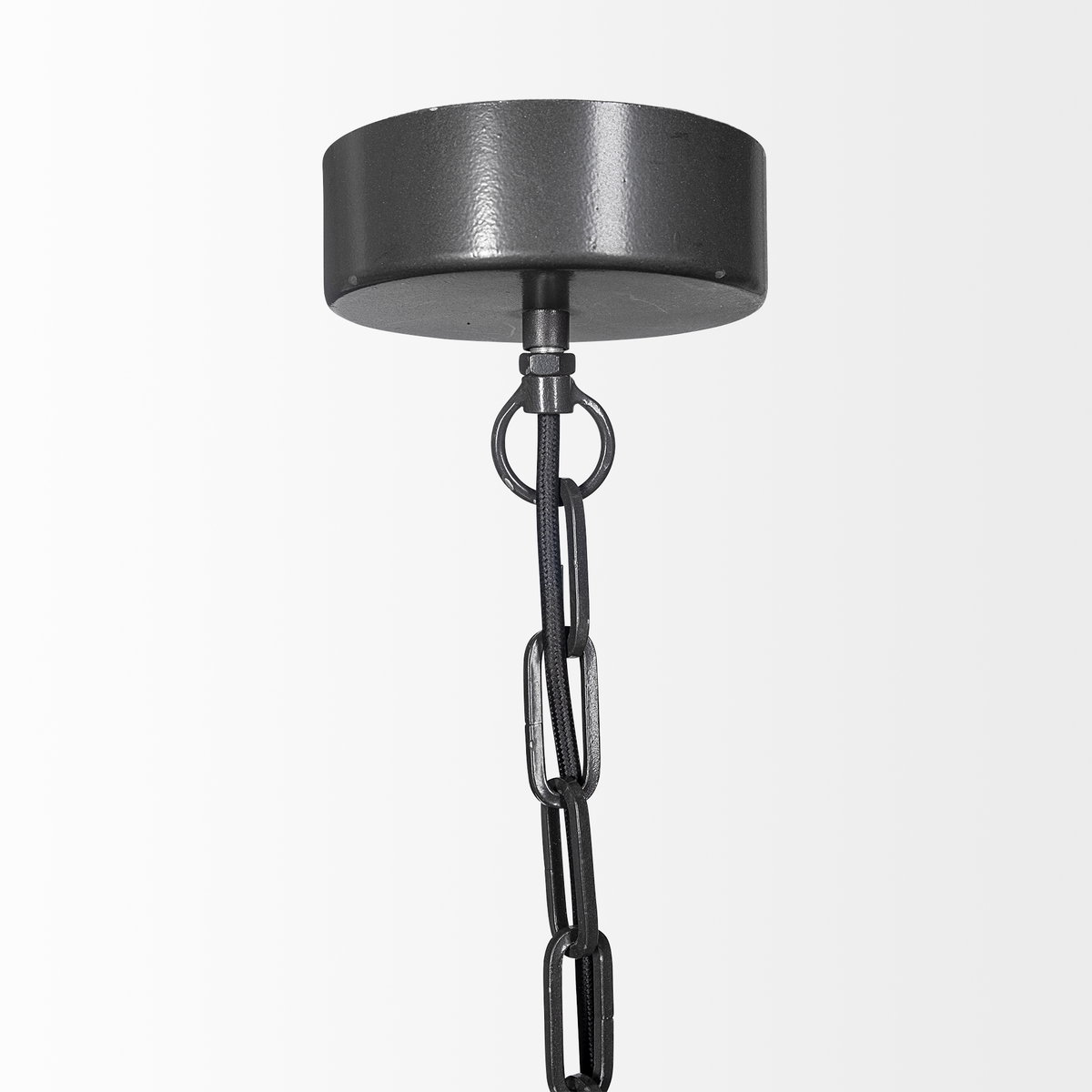 Liam I 32x30 Black Wooden Bead Bowl-Style Four Bulb Chandelier, by Mercana, 32.28" length x 32.28" width x 30" height View 4