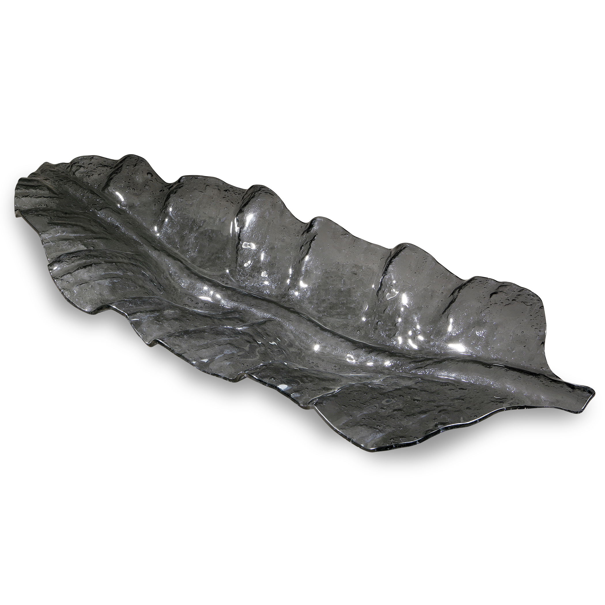 Smoked Leaf Glass Tray large image 