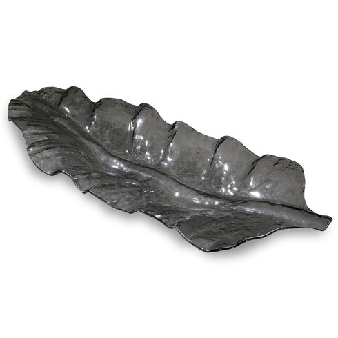 Smoked Leaf Glass Tray