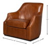 Parrish Distilled Leather Swivel,Havana, Seating by Sarreid, 36" length x 37" width x 36" height thumbnail 6
