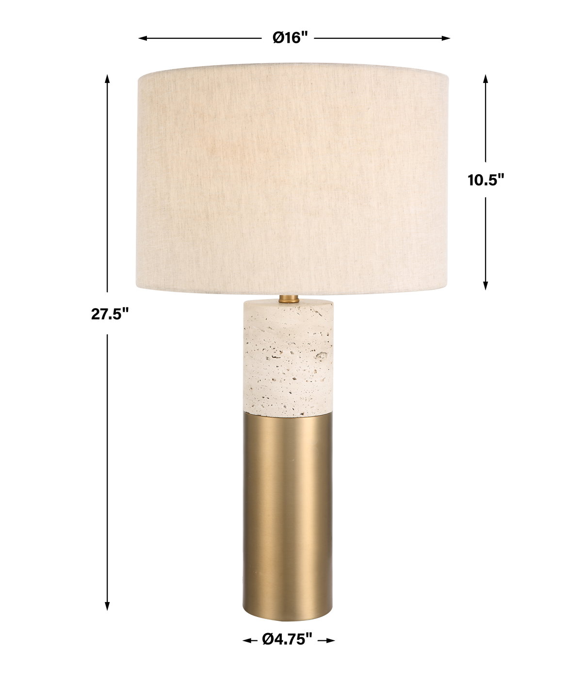 Gravitas Elegant Brass & Stone Lamp, Table Lamp by Uttermost, 16" width x 27.5" height x 16" depth View 3