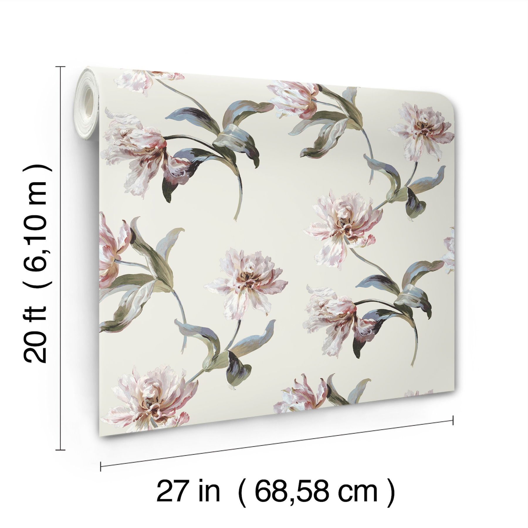 Large Parrot Tulip Neutral Peel & Stick Wallpaper large image 