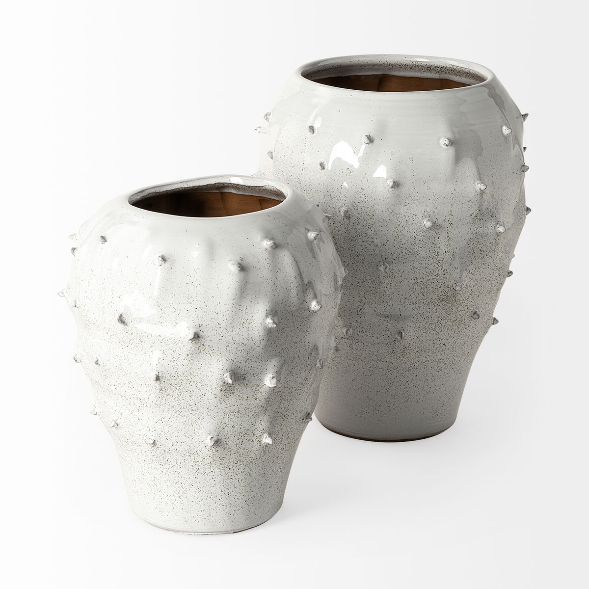 Julian Small Glossy White Ceramic Spoked Vase, by Mercana, 8.27" length x 8.27" width x 11.42" height View 7