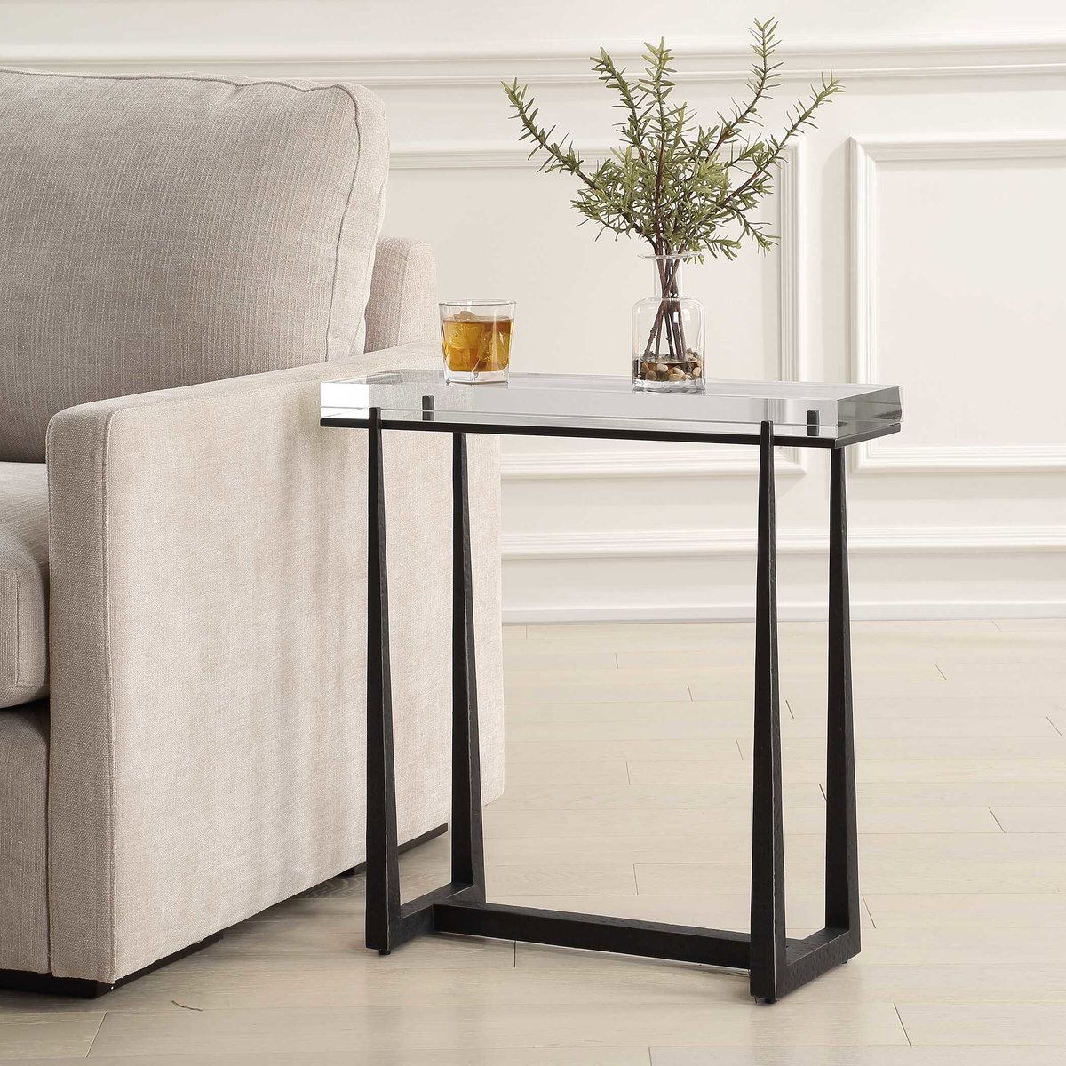 Midas Bronze Accent Table, Side & End Table by Uttermost, 24" width x 24" height x 8.67" depth View 4