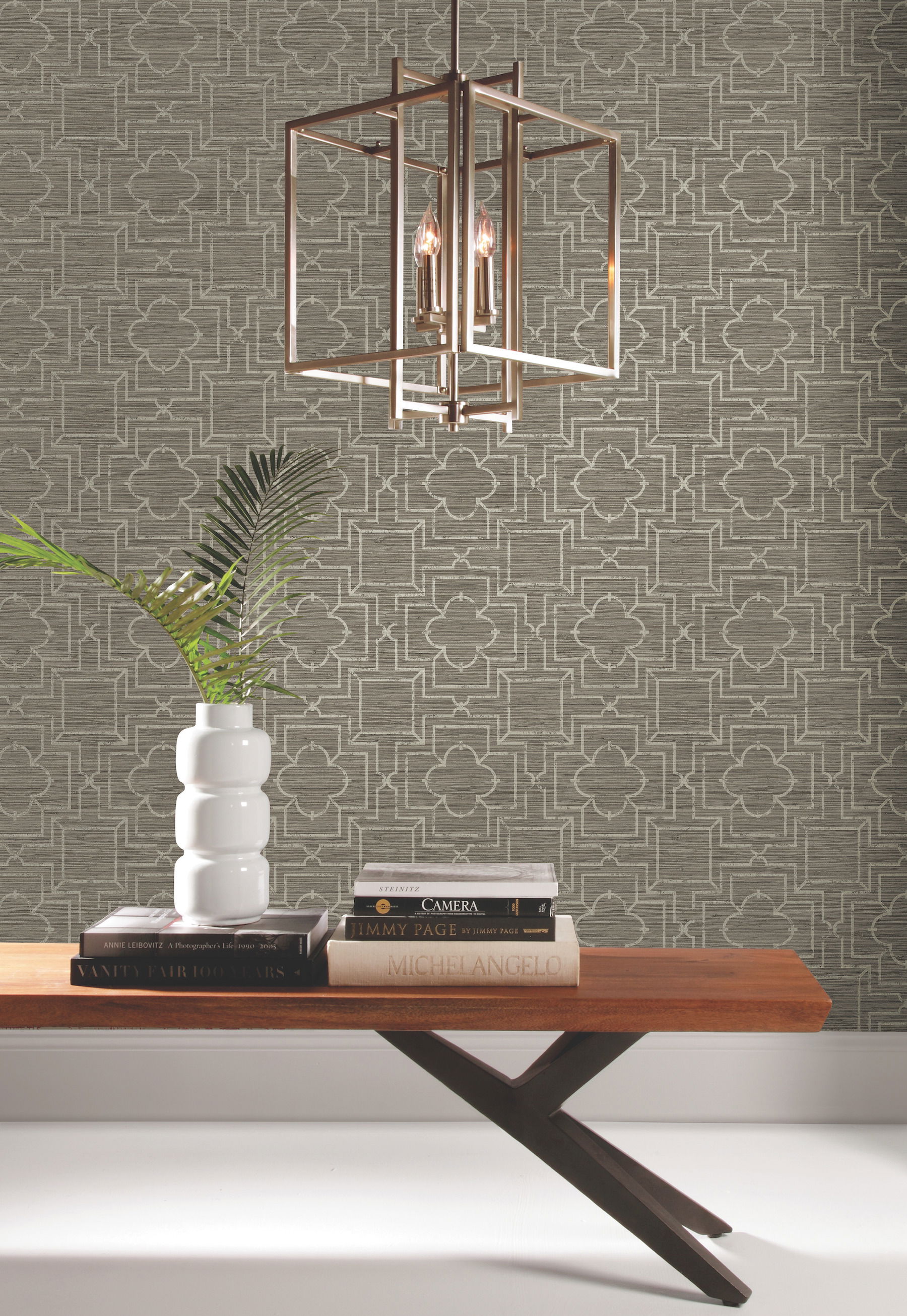 Quatrefoil Trellis Neutral Peel & Stick Wallpaper large image 