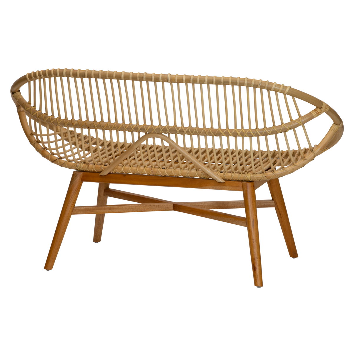 Emile Rattan Bench, Benche by Woven, 53" width x 32.75" height x 26.25" depth View 4