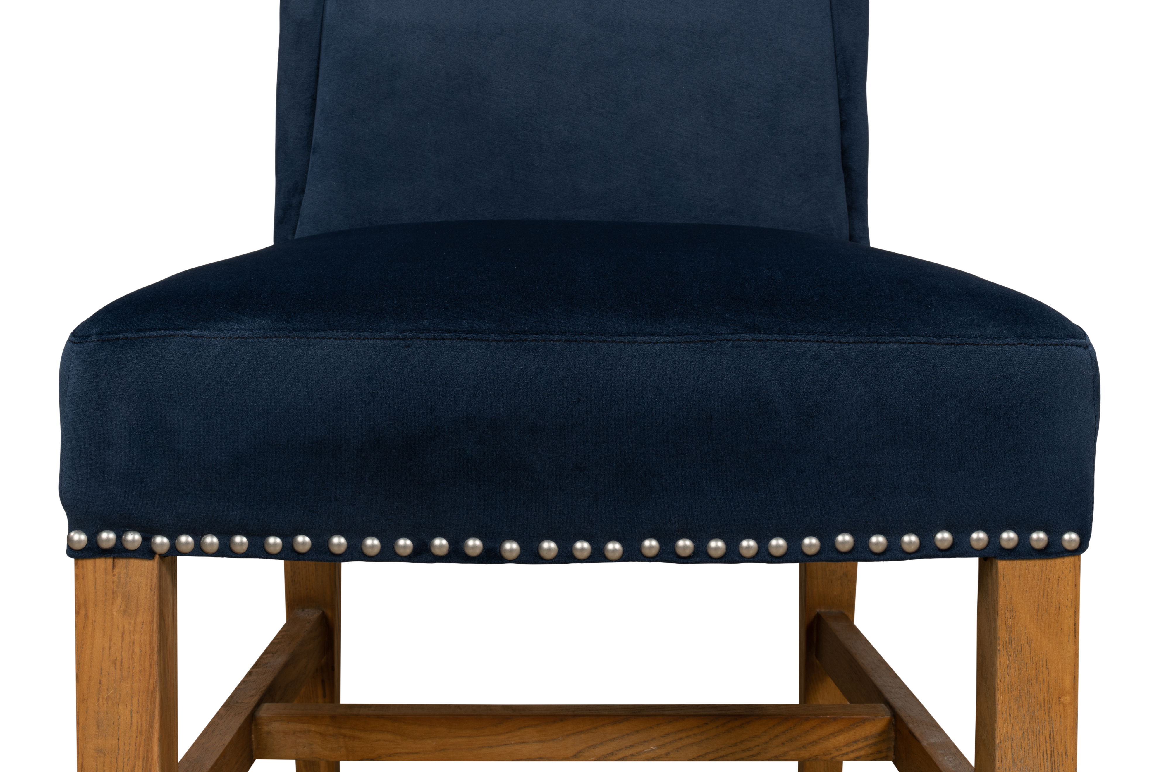 High Back Dining Chair, Blue Velvet, by Sarreid, 21" length x 26" width x 46" height View 12