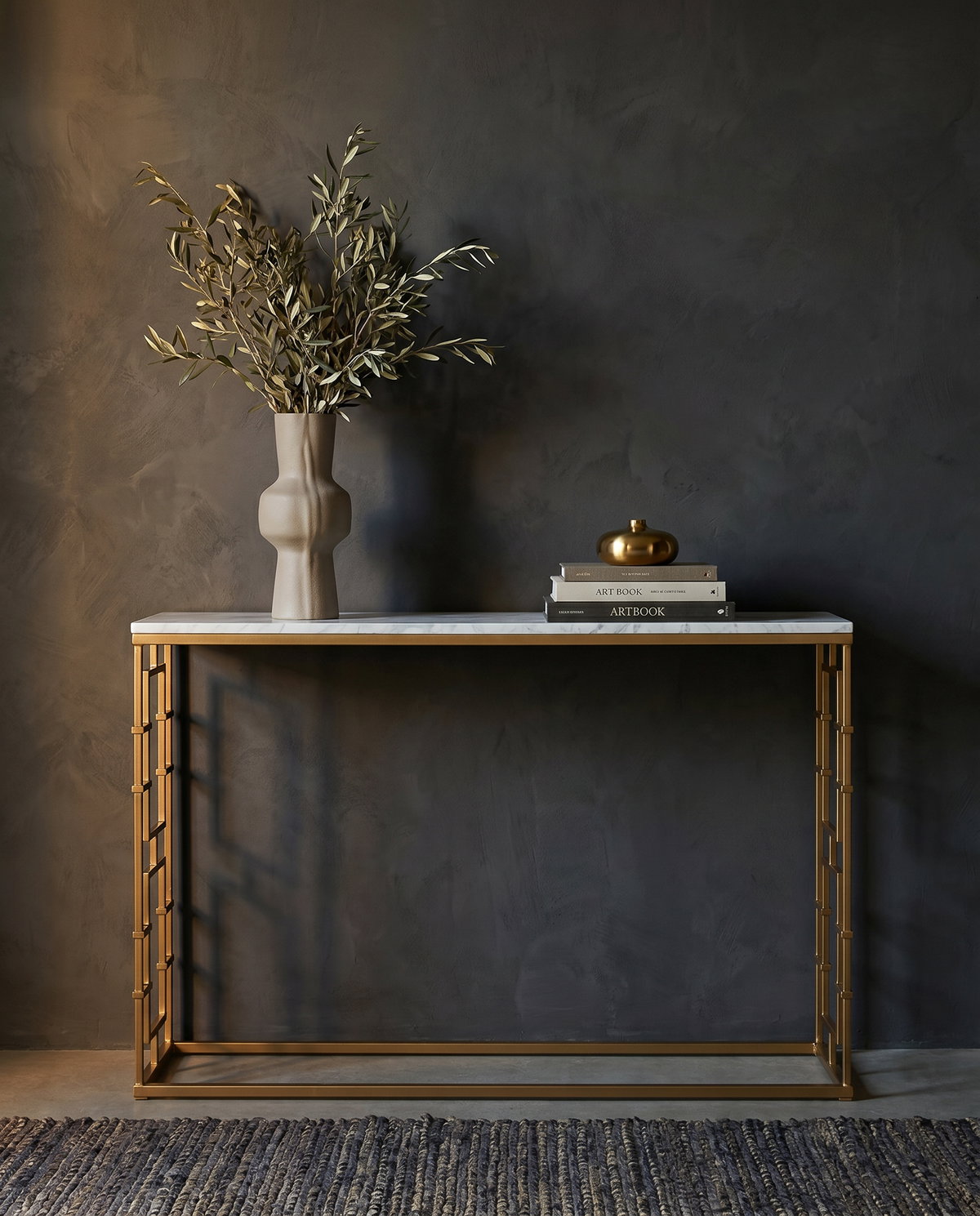 Brass Gate Console Table, by Sarreid, 1' length x 4' width x 2'9" height View 13