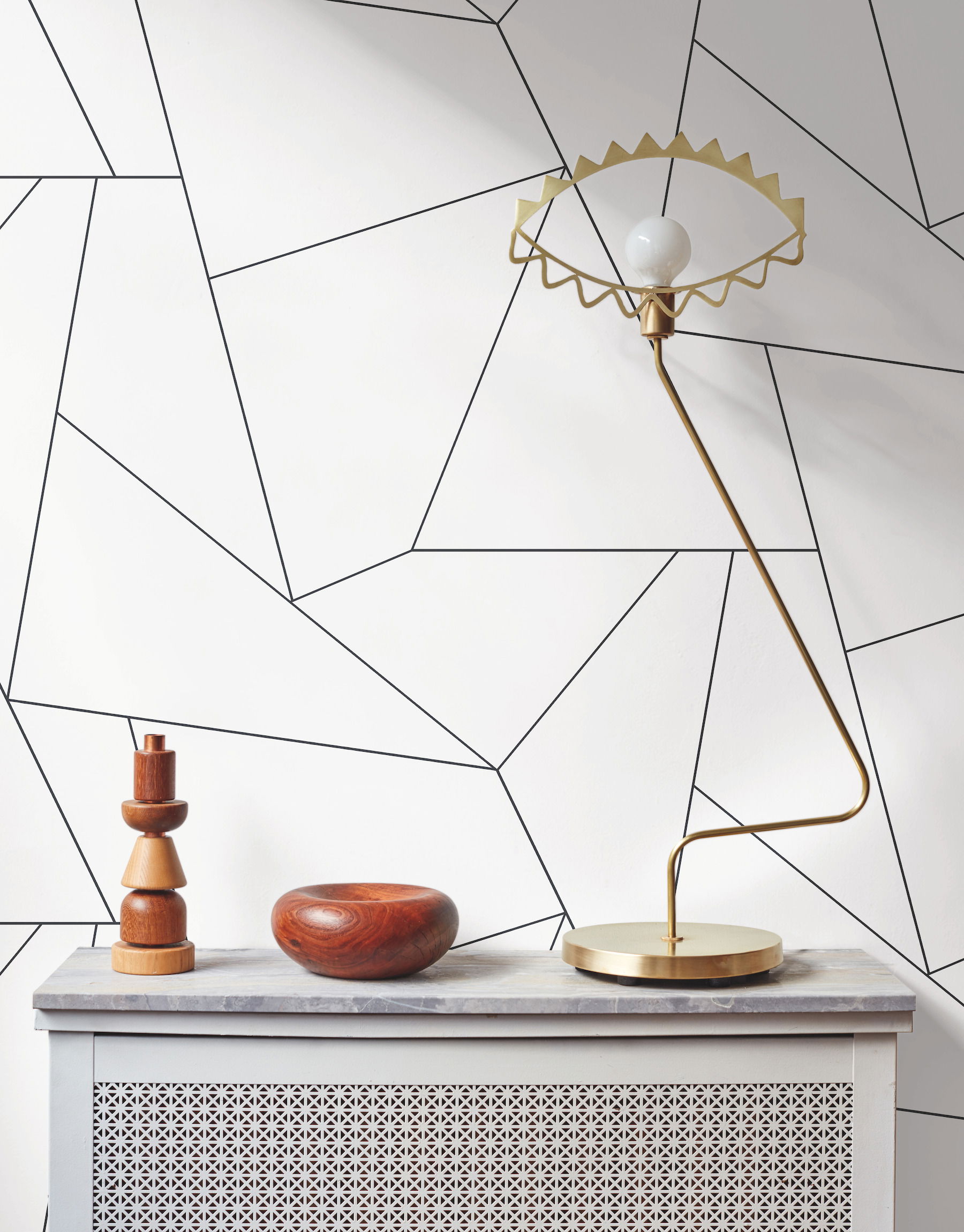 Fractured Prism Black Peel & Stick Wallpaper large image 