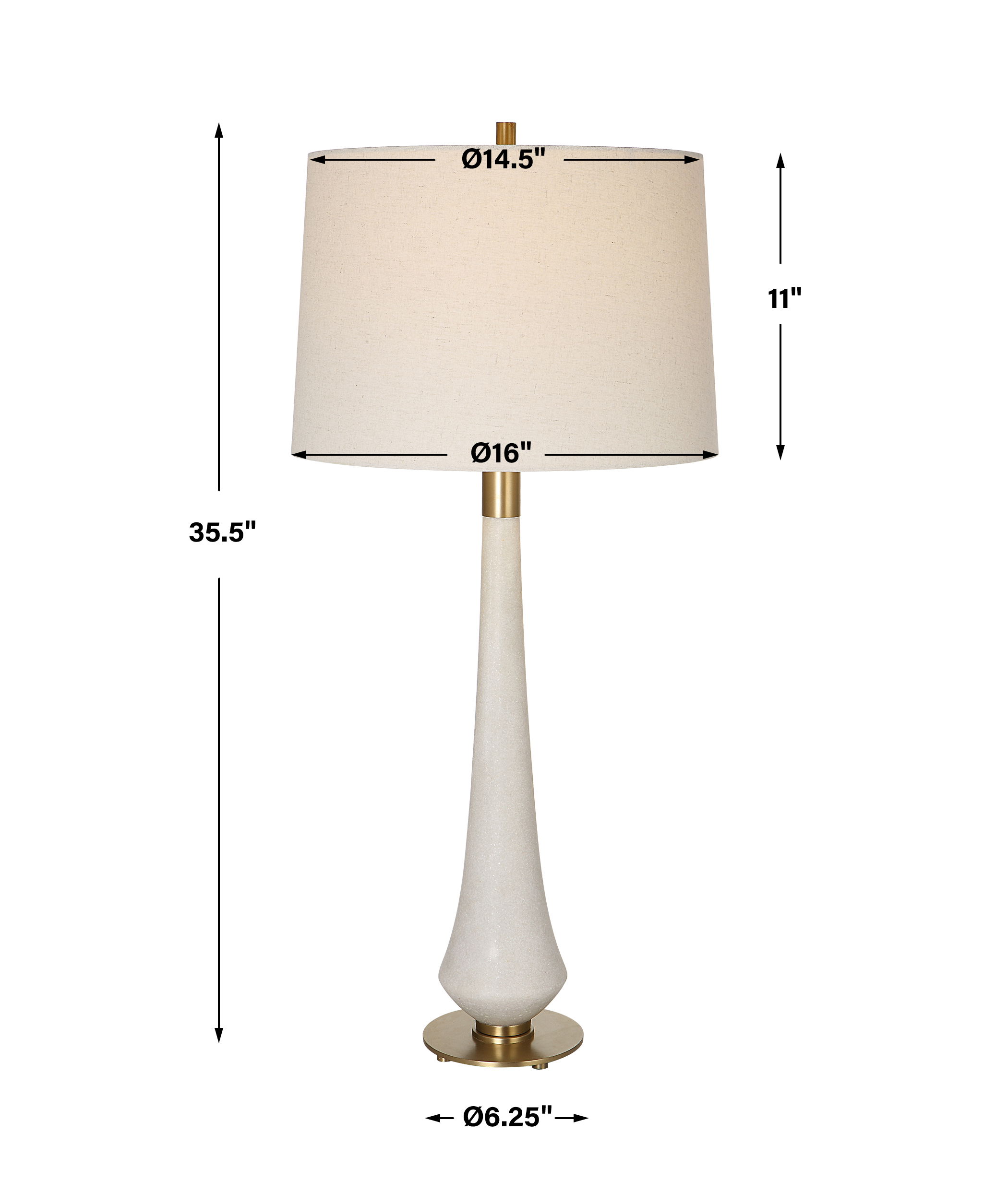 Marille Ivory Stone Table Lamp, by Uttermost, 16" width x 35.5" height x 16" depth View 3