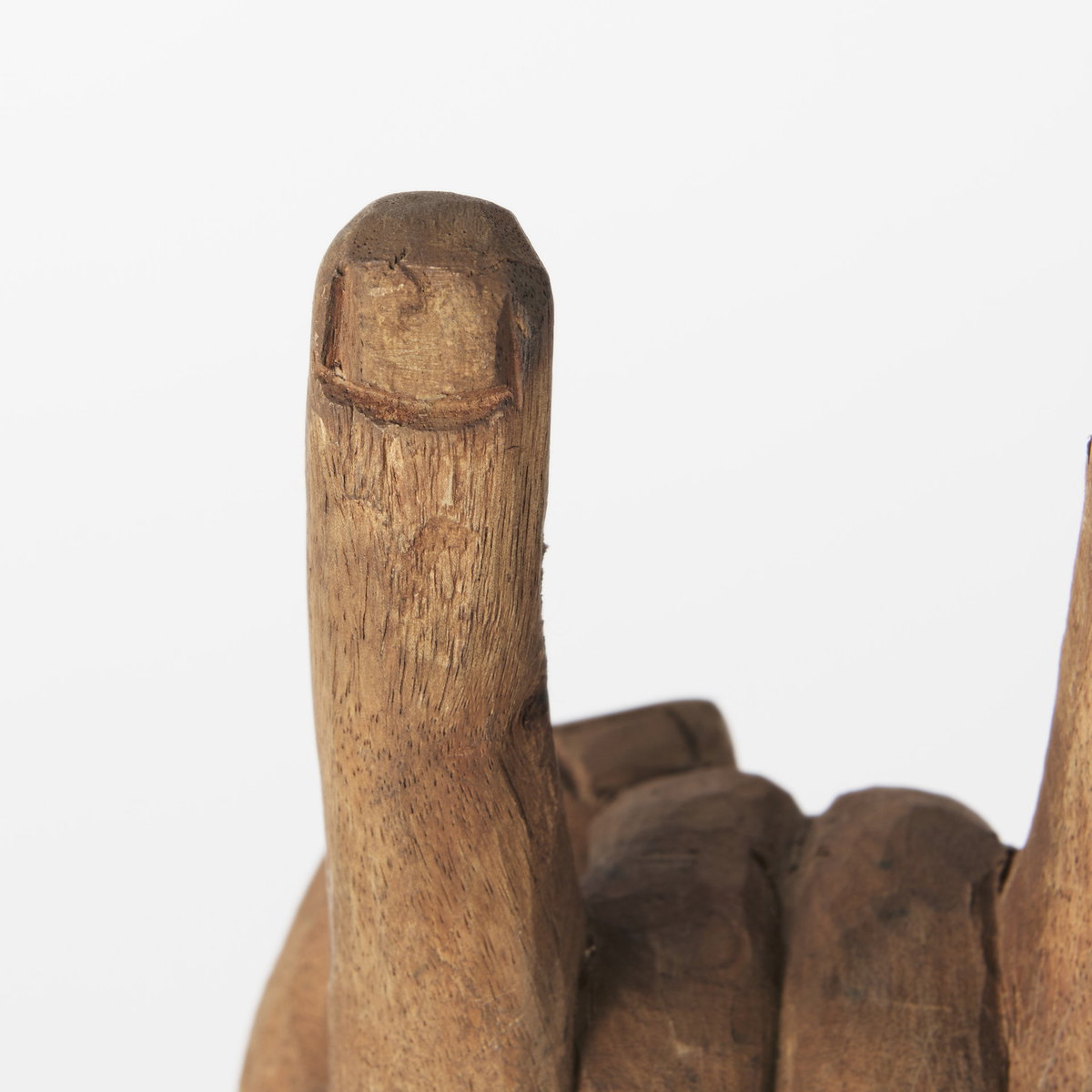 Saxum 4L x 4W Natural Wooden Carved Hang Loose Hand, Decorative Object by Mercana, 4" length x 4.33" width x 12.99" height View 12