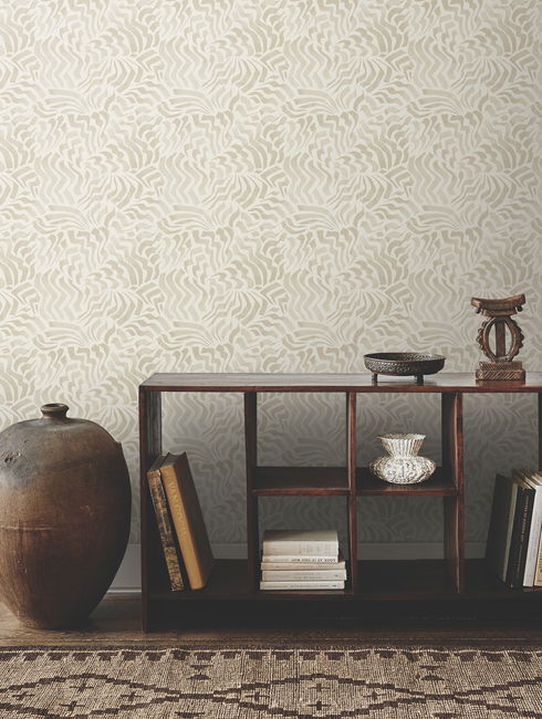 Zora Wave Taupe Wallpaper