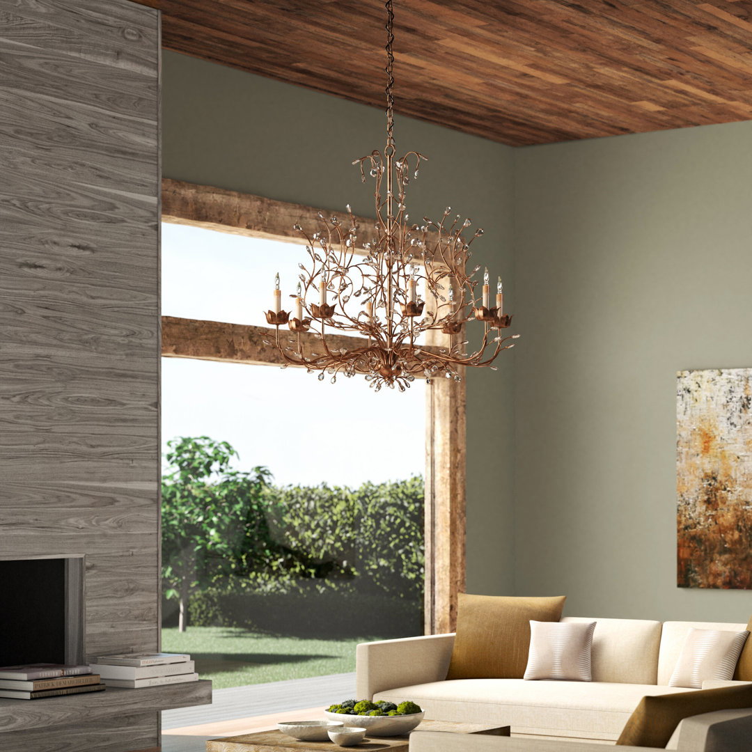 Crystal Bud 8 - Light Chandelier, by Currey and Company, 33" width x 33" height x 33" depth View 7