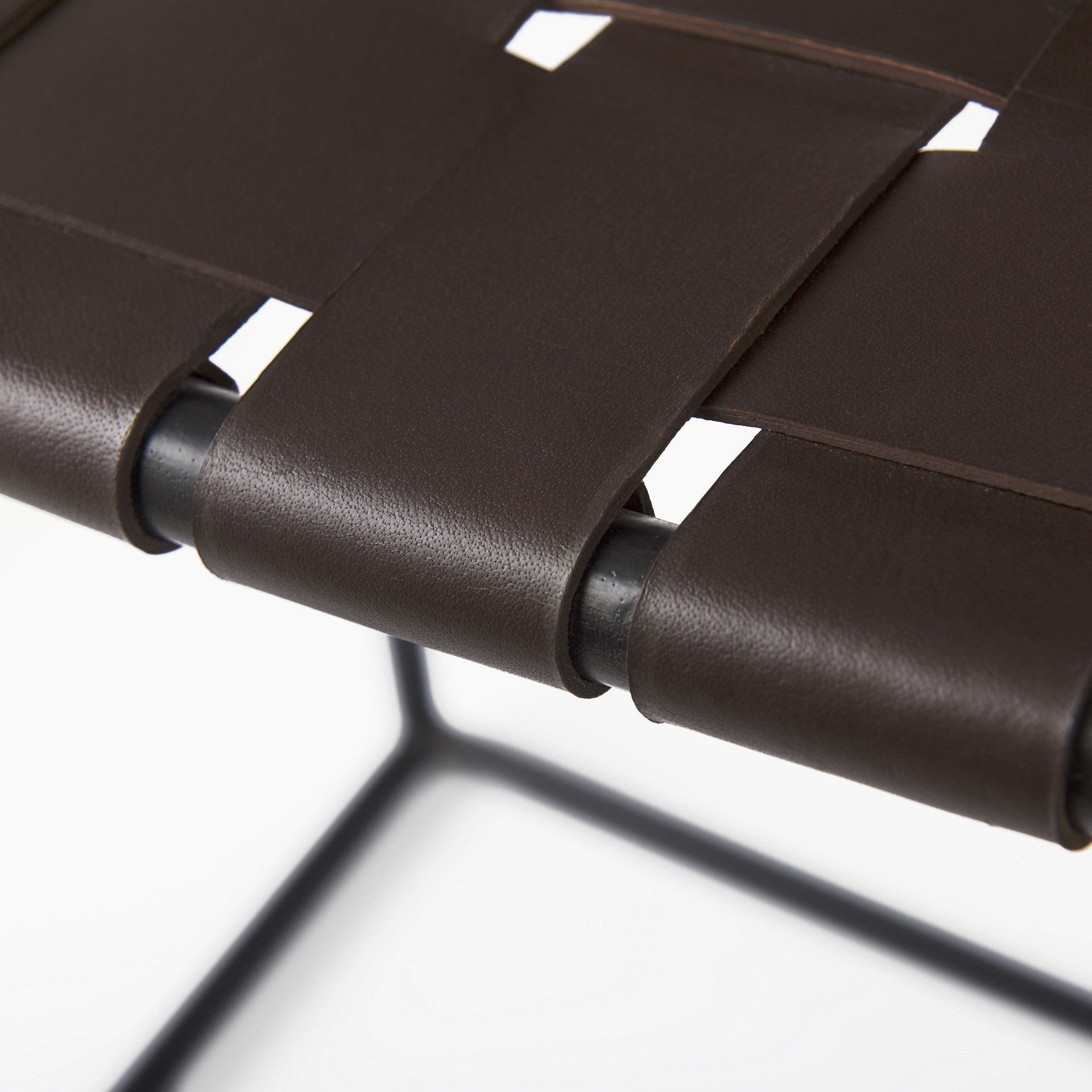 Clarissa 18.0L x 16.0W x 26.25H Dark Brown Woven Leather Seat with Black Iron Frame Counter Stool, Counter & Bar Stool by Mercana, 18" length x 16" width x 26" height View 11