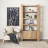 Beth Light Brown Wood with Open and Closed Storage Shelving Unit, Shelving & Bookcase by Mercana, 42" length x 20" width x 82" height thumbnail 2