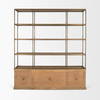 Baron 4-Door Light Brown Wood with Gunmetal Open Shelving Unit, Shelving & Bookcase by Mercana, 81.75" length x 19" width x 90" height thumbnail 8