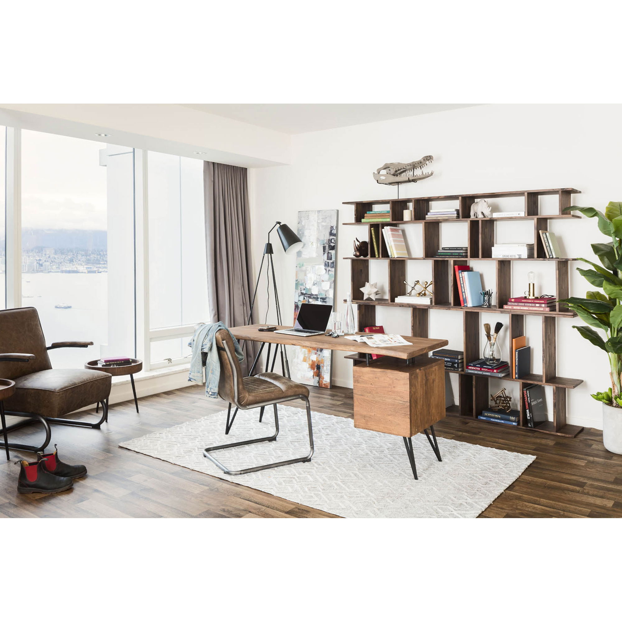 Ansel Dining Chair Grazed Brown Leather - Set Of Two large image 