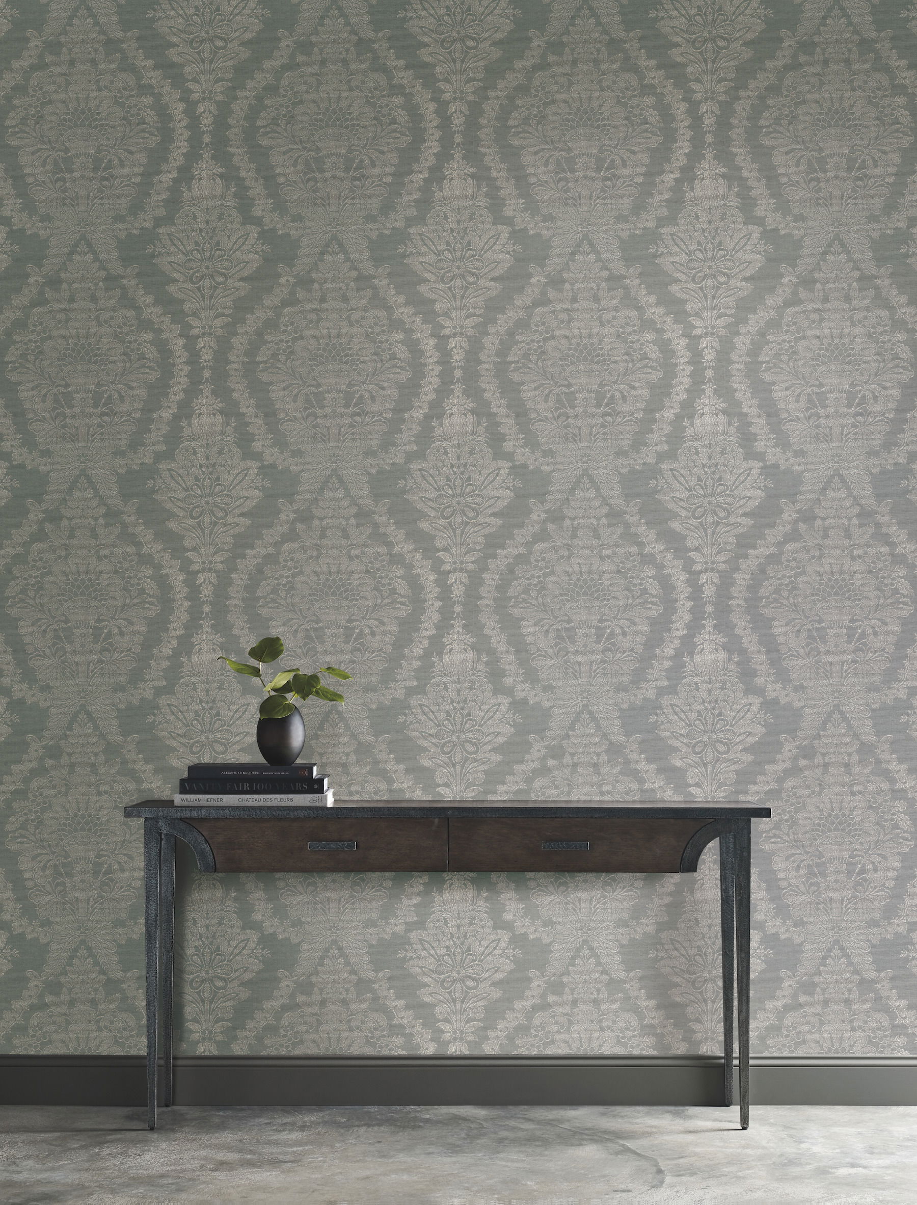 Heritage Damask Silver & Grey Wallpaper Heritage Damask Silver & Grey Wallpaper large image