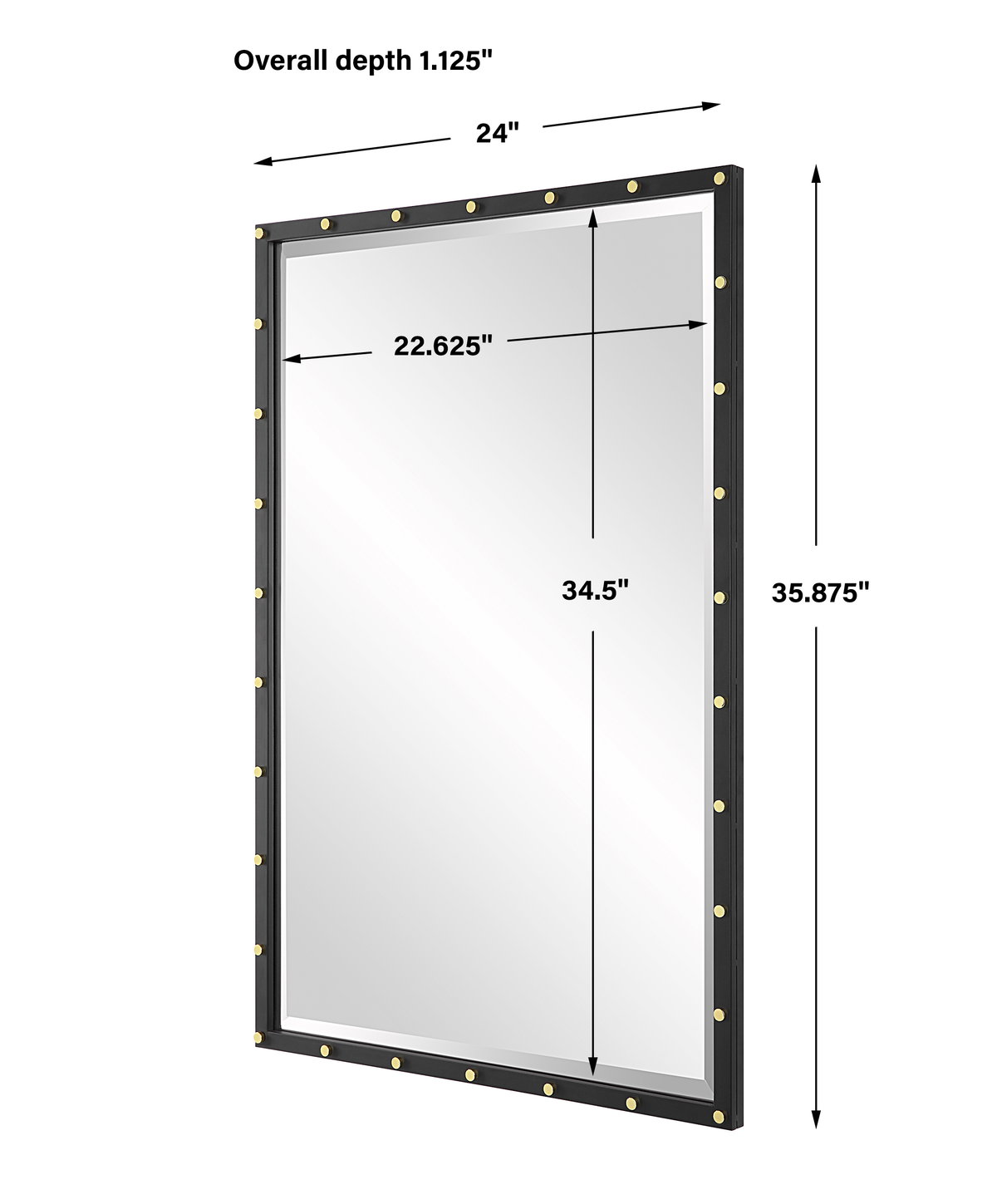 Benedo Industrial Vanity Mirror, by Uttermost, 2' width x 2'11.87" height x 1.12" depth View 3