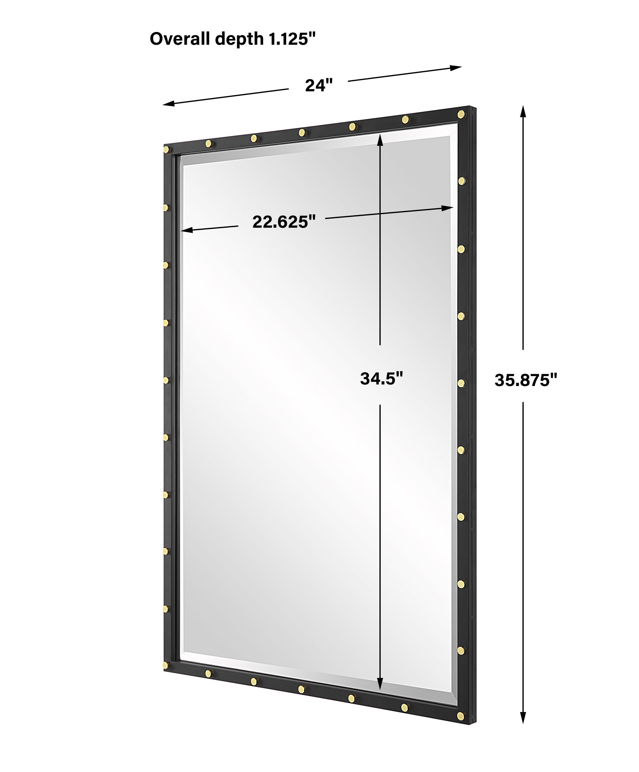 Benedo Industrial Vanity Mirror, by Uttermost, 24" width x 35.87" height x 1.12" depth View 3