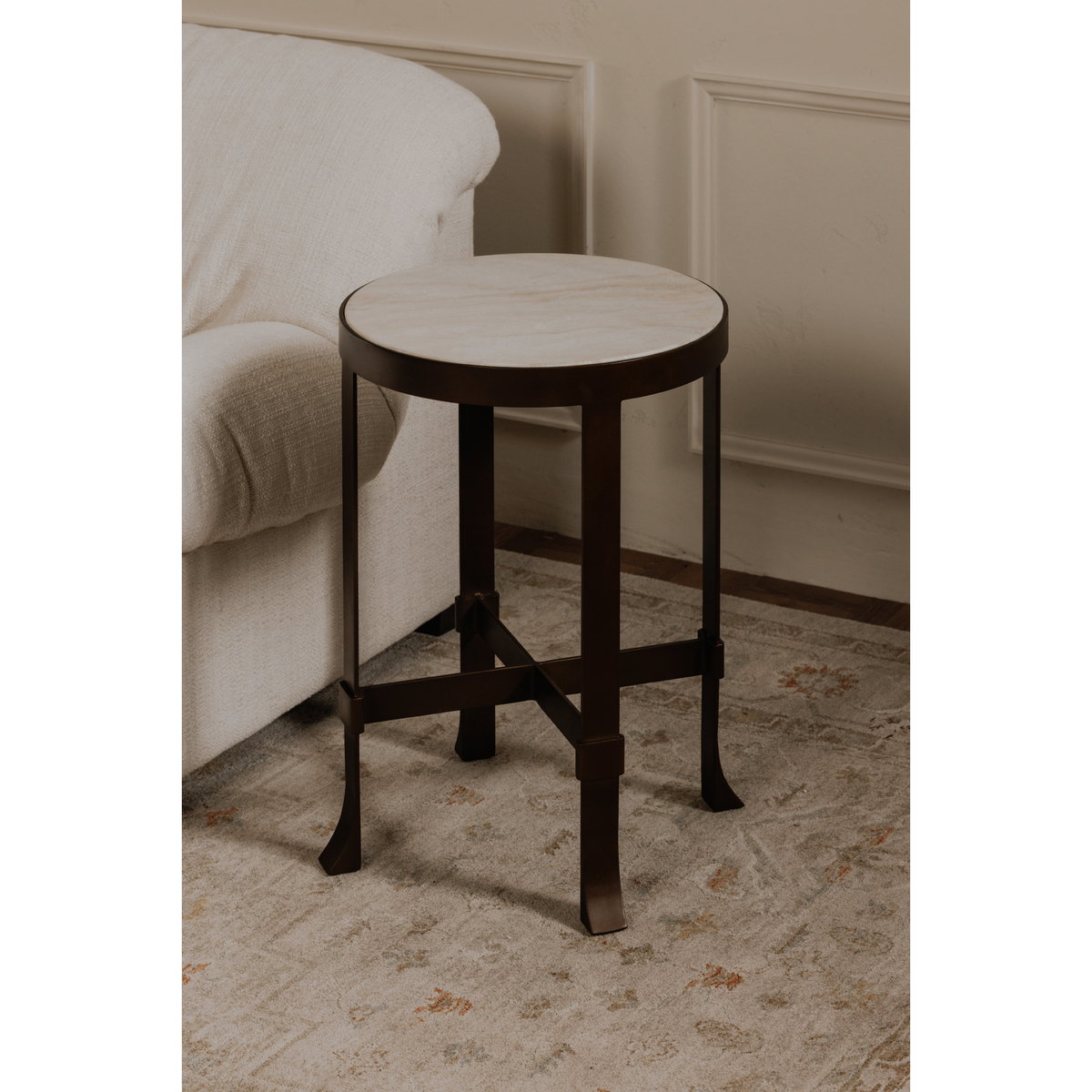 Holli Side Table White Marble, Side & End Table by Moe's Home, 16" width x 23" height x 16" depth View 7