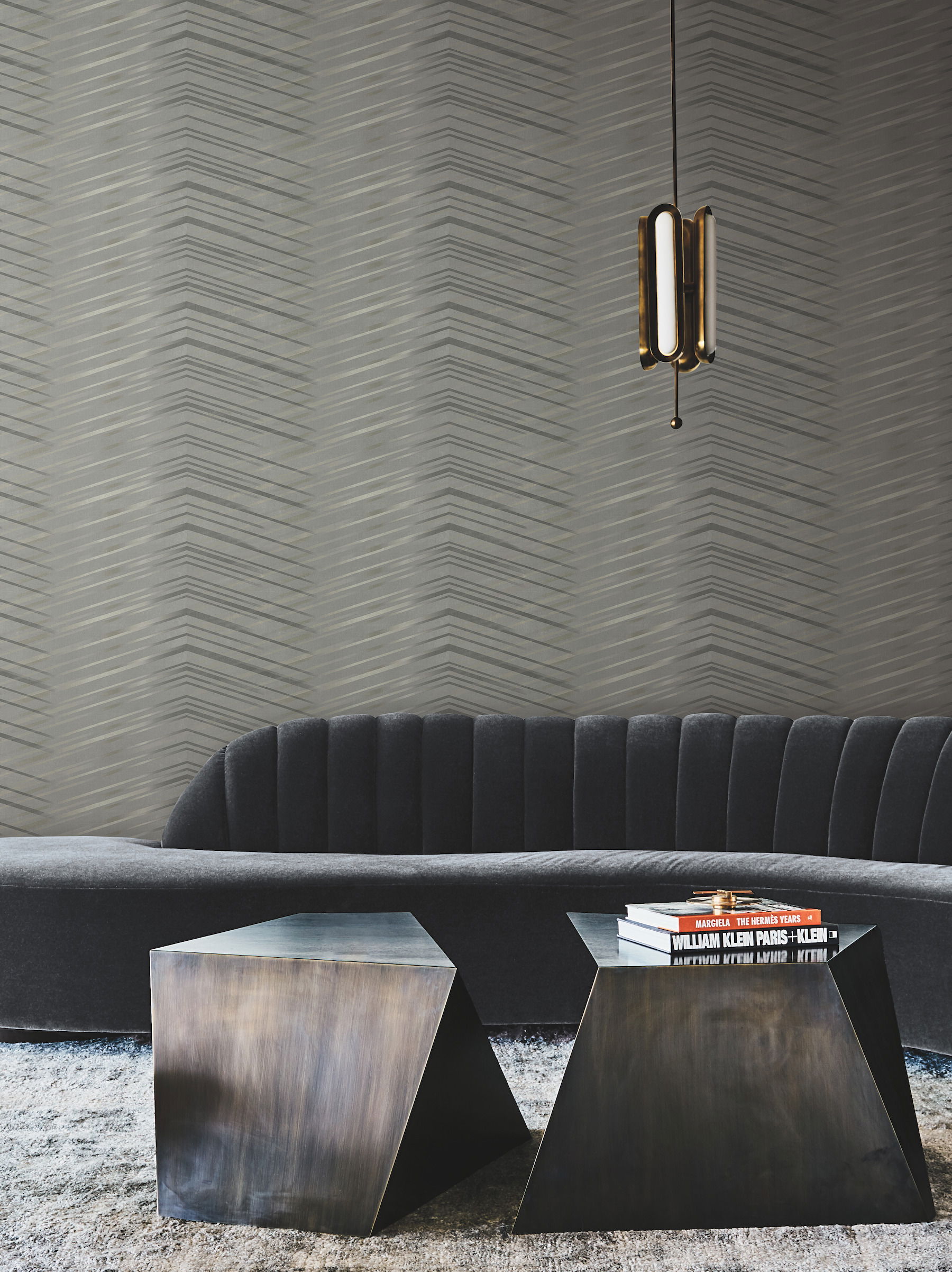 Glistening Chevron Charcoal Wallpaper large image 