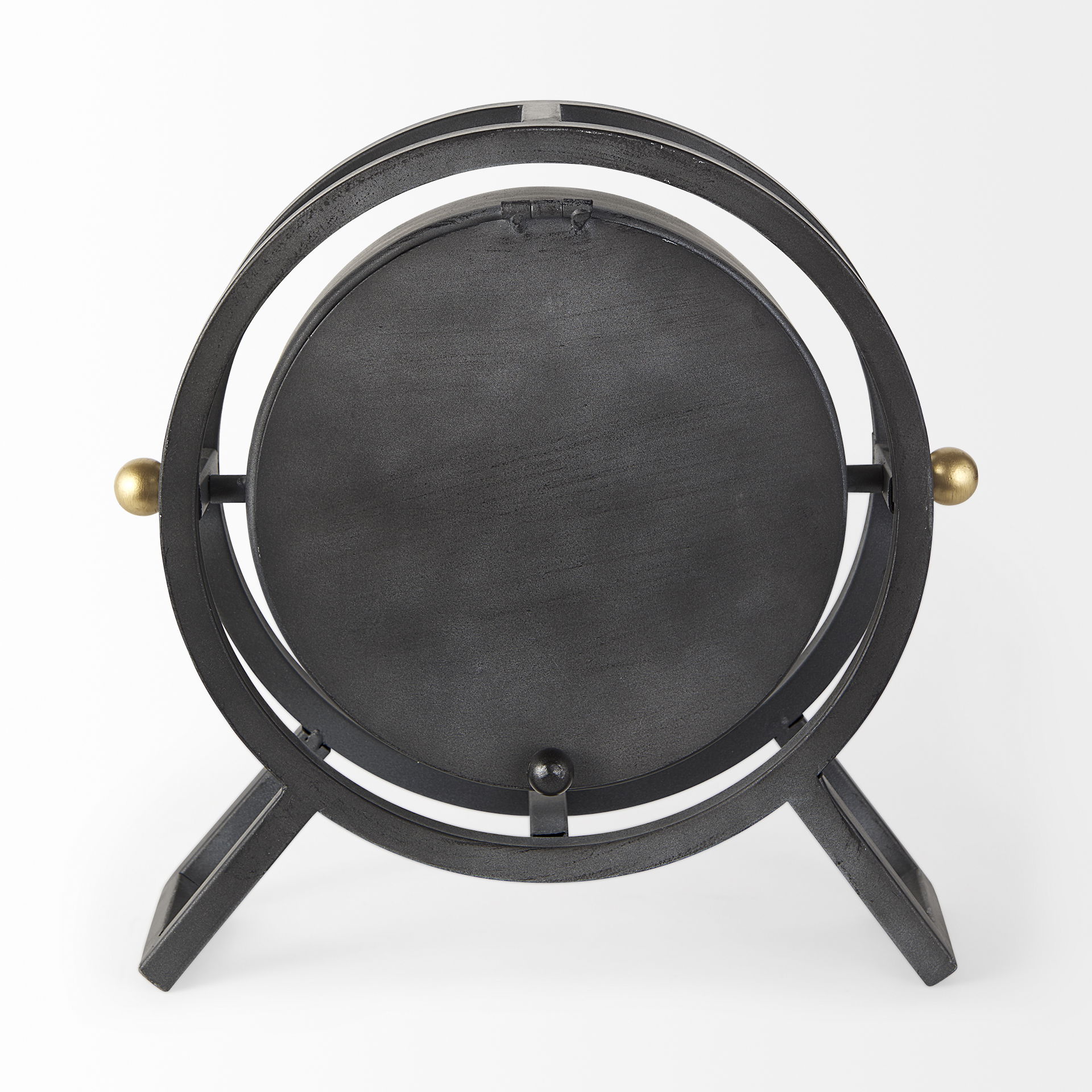 Gaston Gray Metal Circular Table Clock, by Mercana, 11.81" length x 3.15" width x 11.42" height View 6