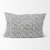 Jayne 14x26 Cream with Indigo Print Linen Lumbar Pillow Cover, Decorative Pillow by Mercana, 14" length x 26" width x 0.2" height thumbnail 3